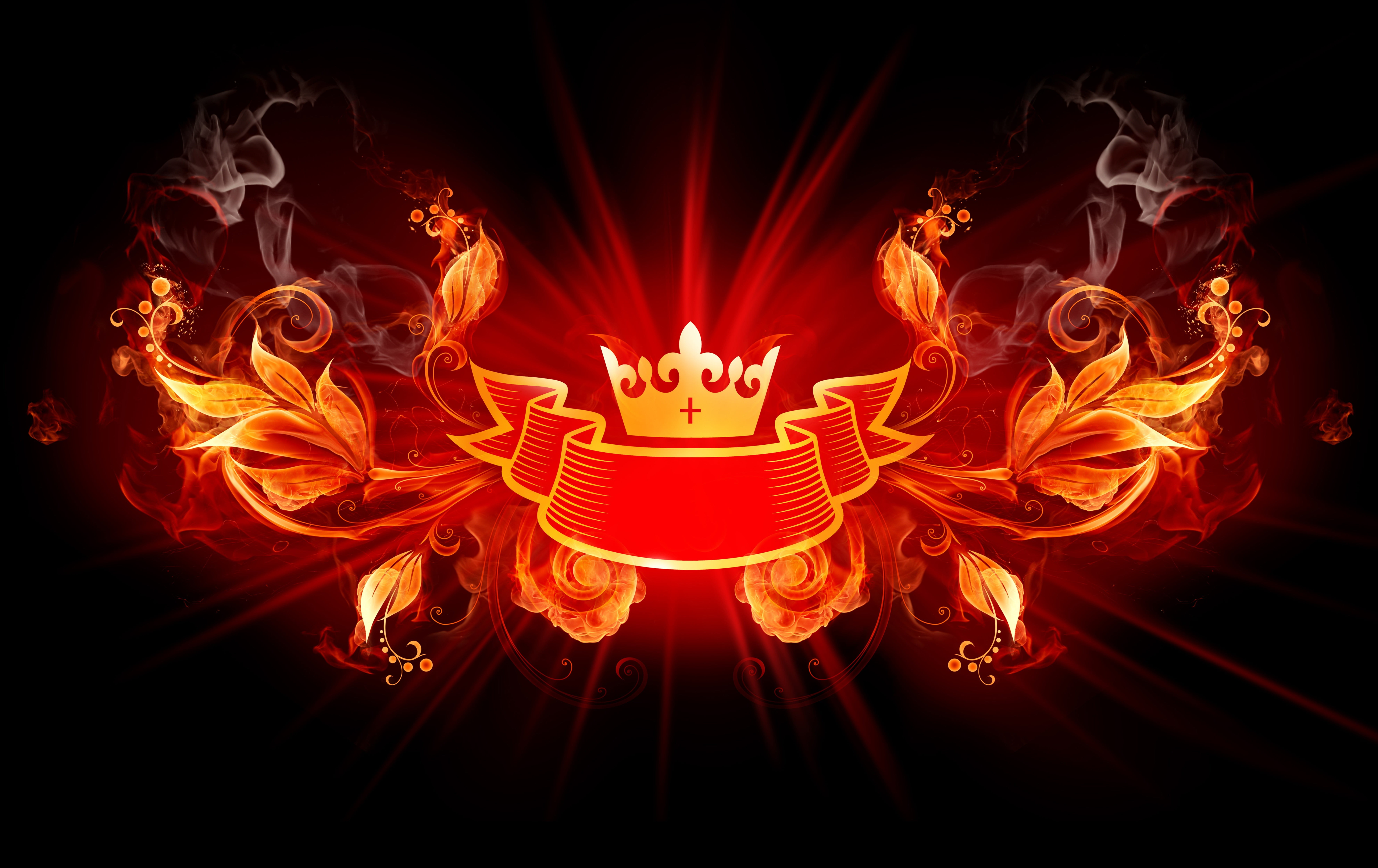 chinese new year, illustration, crown, indoors, floral, orange, fire - natural phenomenon, digital art, event, festival, fire, flame, representation, black background, HD Wallpaper
