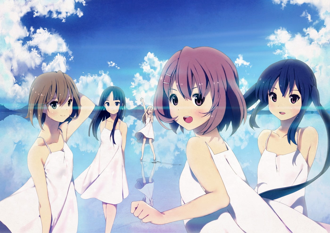 sky, day, sunglasses, Kotobuki Tsumugi, 720P, adult, human representation, friendship, lifestyles, Akiyama Mio, Hirasawa Yui, Tainaka Ritsu, glasses, nature, HD Wallpaper