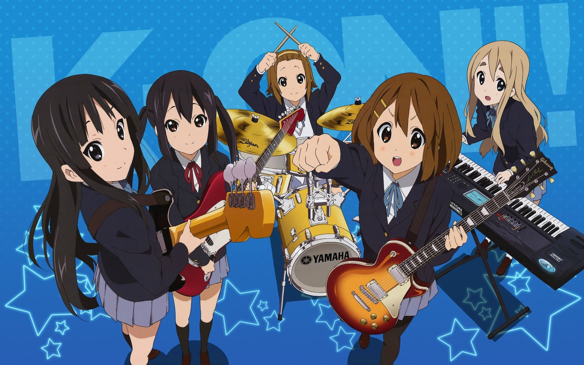 guitar, group of people, Nakano Azusa, men, music, musical equipment, string instrument, indoors, electric guitar, 1080P, arts culture and entertainment, HD Wallpaper