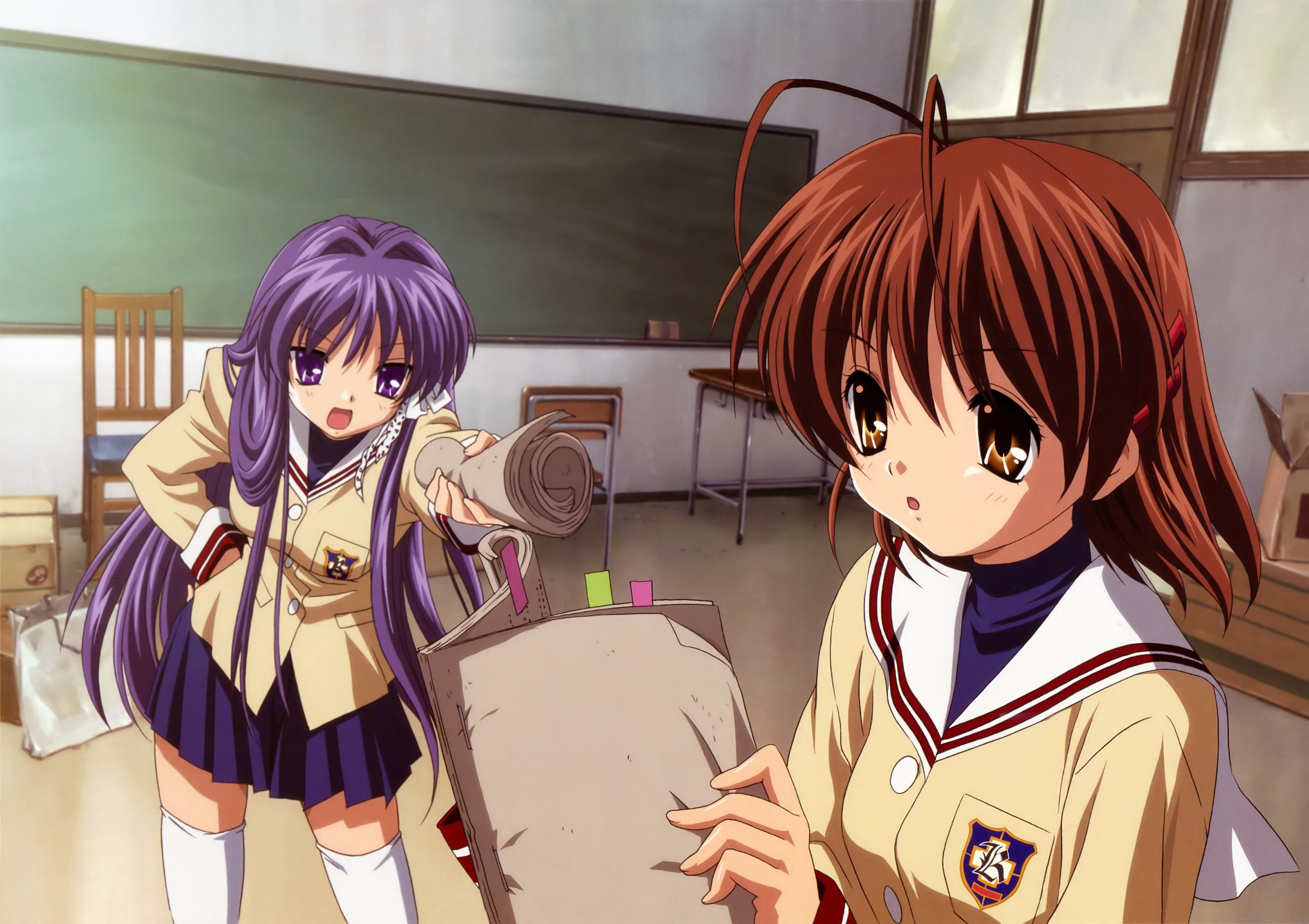 human representation, child, females, lifestyles, girls, innocence, Nagisa Furukawa, indoors, 4K, day, looking at camera, people, Fujibayashi Kyou, standing, HD Wallpaper