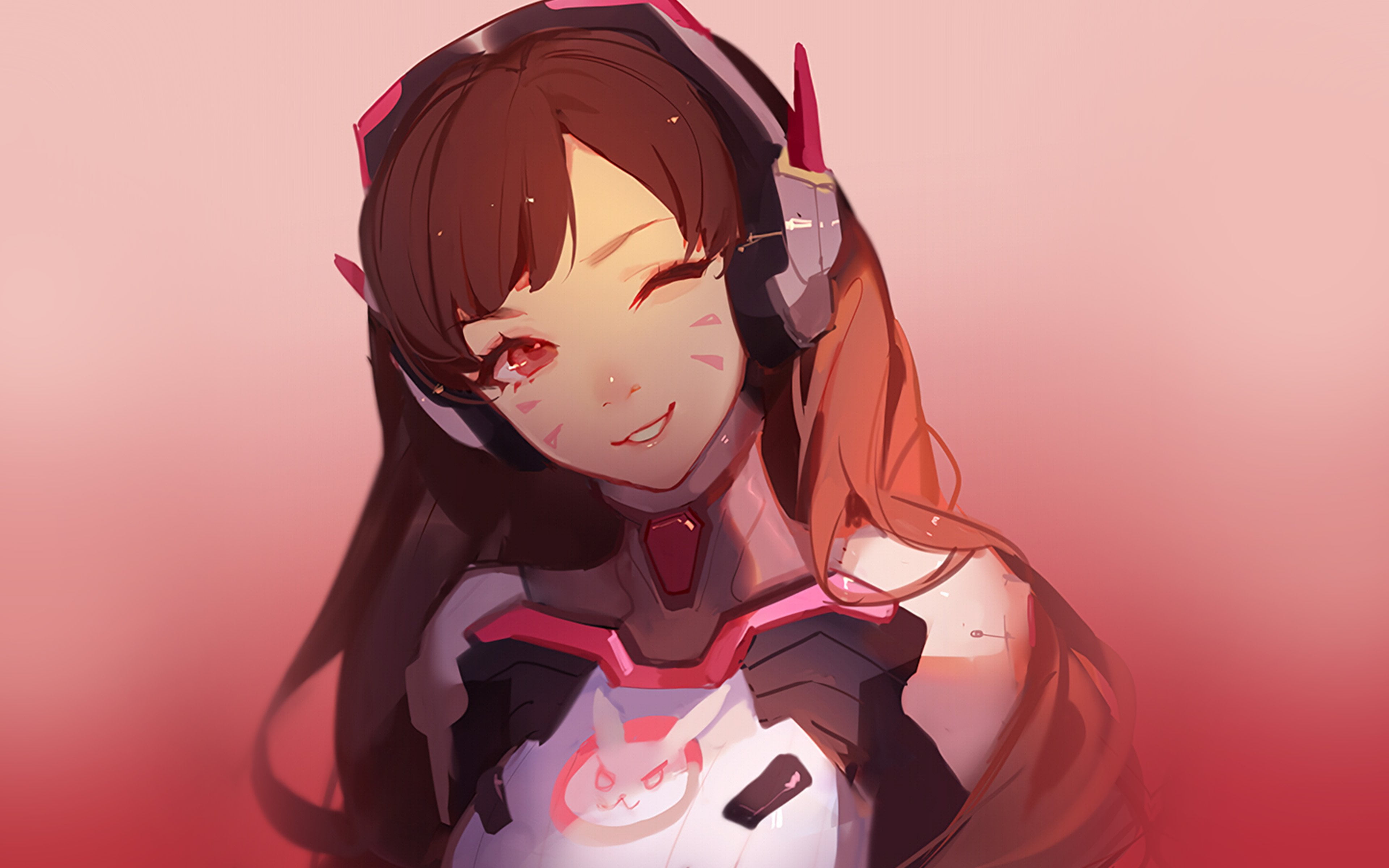 overwatch, dva, portrait, 4K, beautiful woman, hairstyle, women, glasses, red, sunglasses, cute, representation, young women, indoors, arms raised, colored background, HD Wallpaper