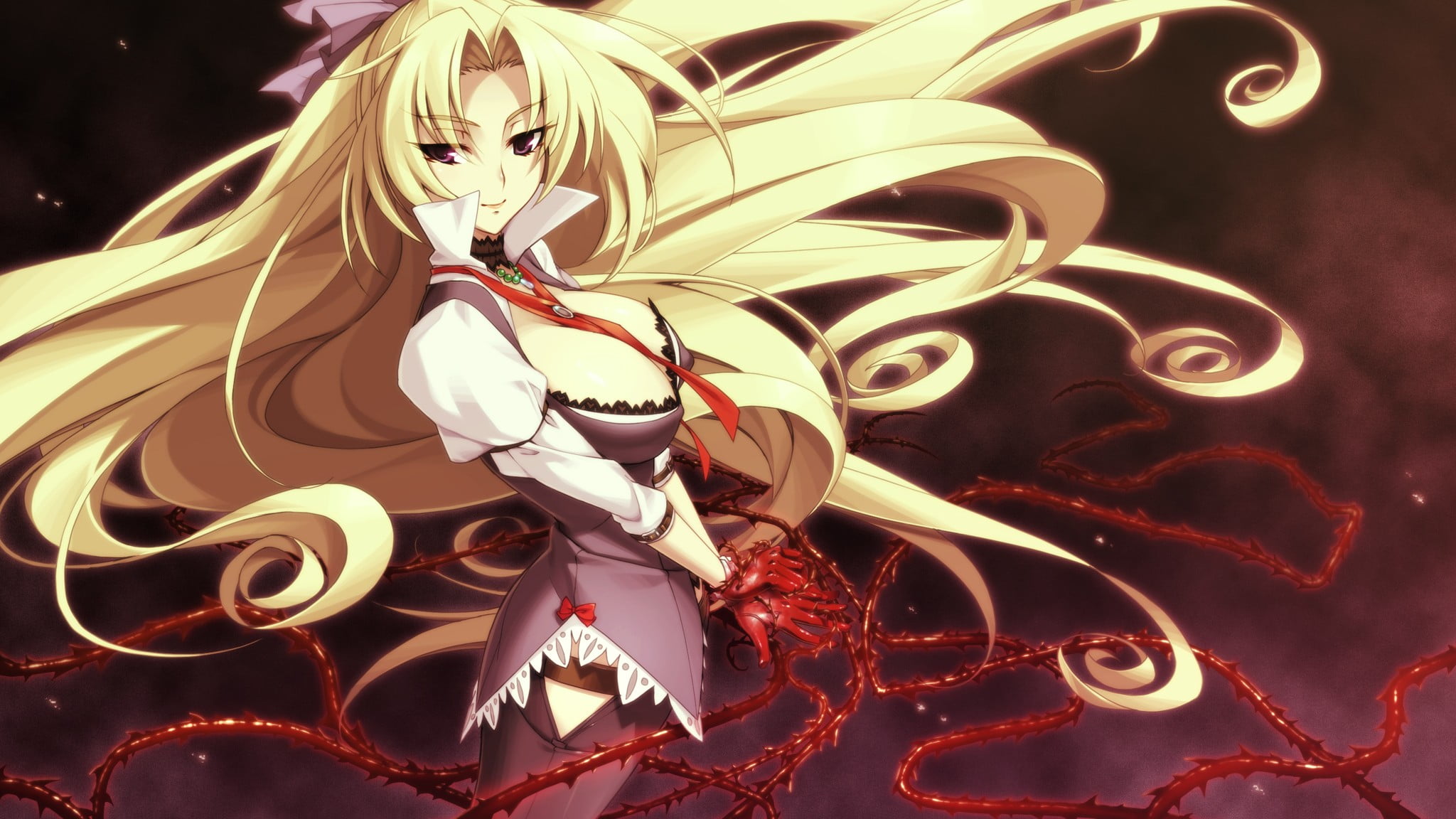Full Metal Daemon: Muramasa, still life, lighting equipment, christmas, event, glowing, design, indoors, anime girls, focus on foreground, blonde, pattern, HD Wallpaper