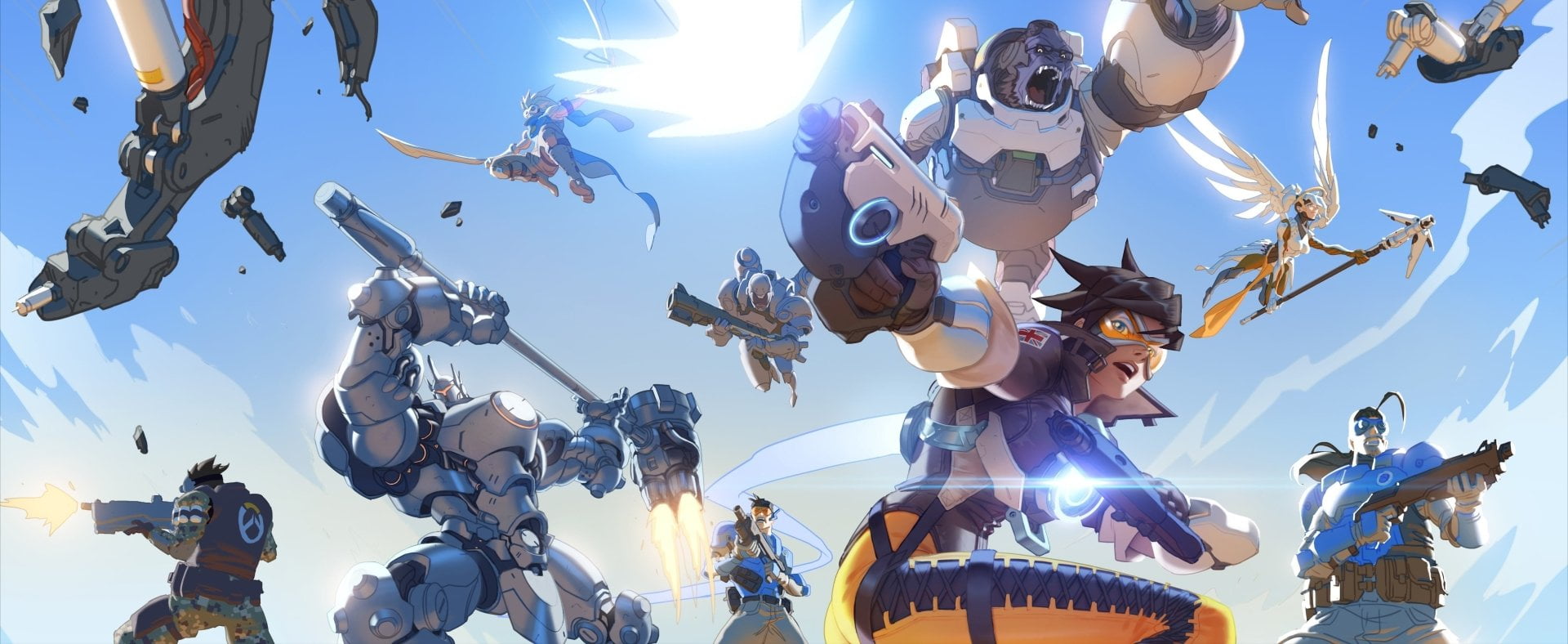 people, women, crowd, Reinhardt (Overwatch), event, sunbeam, 1080P, togetherness, group of people, outdoors, real people, low angle view, Winston (Overwatch), HD Wallpaper