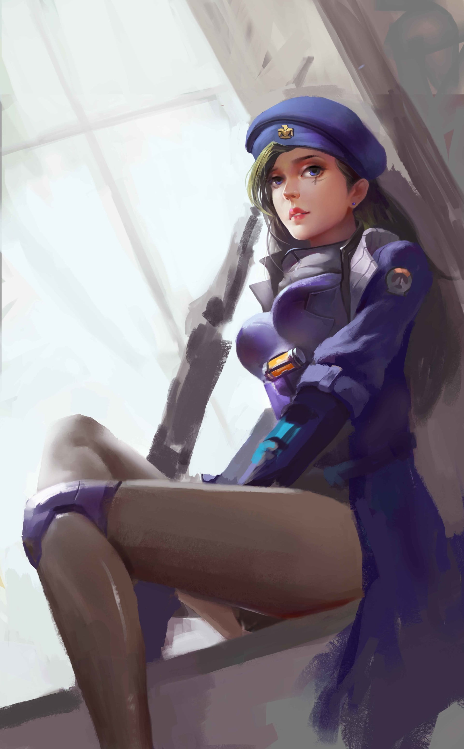 women, sports equipment, helmet, protection, leisure activity, Overwatch, young women, Ana (Overwatch), low angle view, clothing, winter, cold temperature, Phone HD Wallpaper