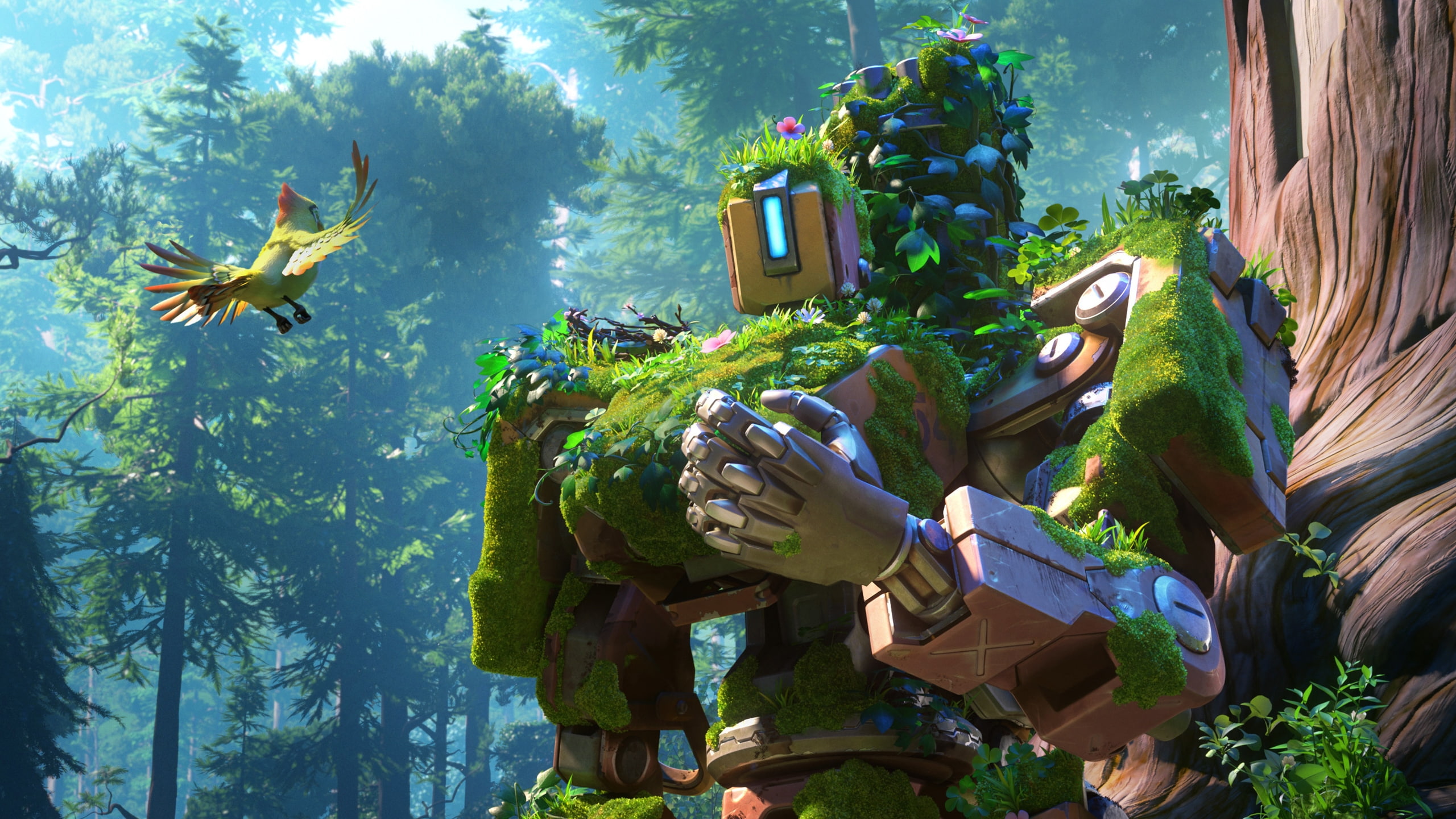 Games, representation, robot, art and craft, animal themes, tree, overwatch, leaves, animal, bird, nature, growth, bastion, forest, leaf, plant, day, no people, HD Wallpaper