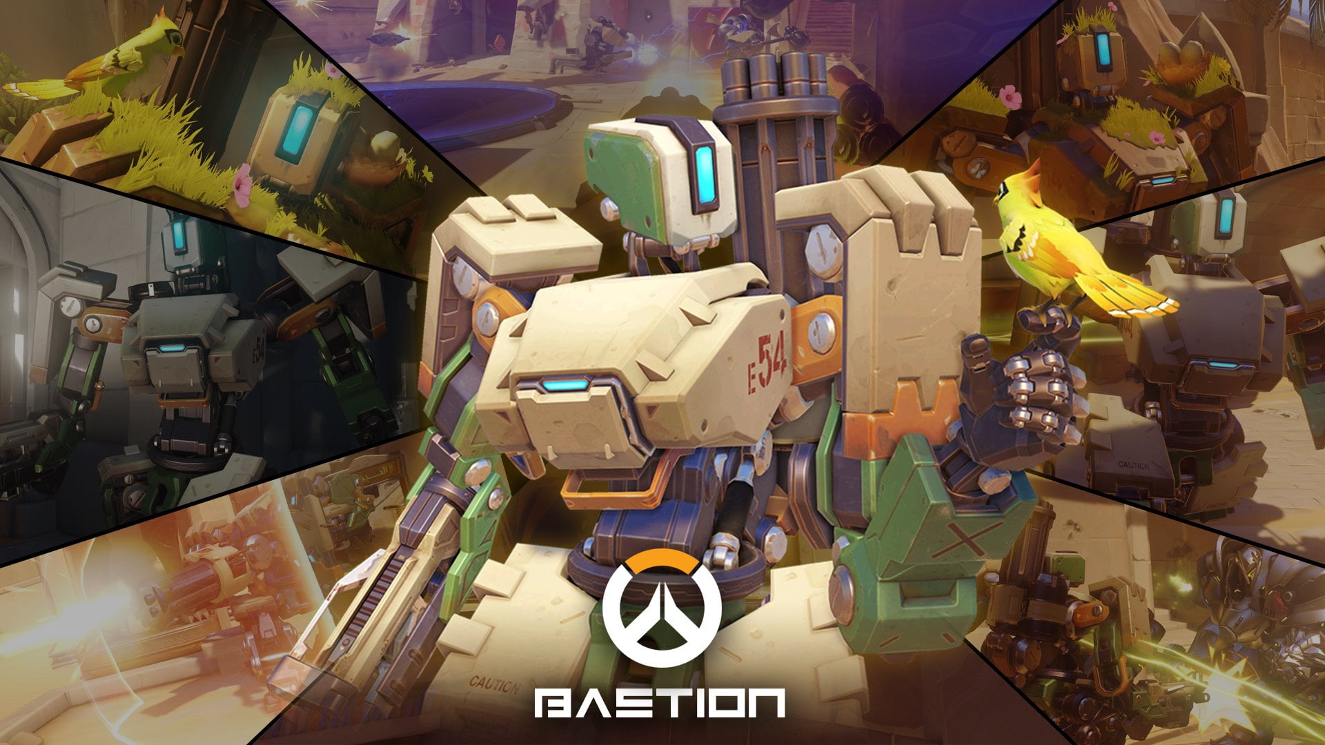 high angle view, full frame, connection, land vehicle, mode of transportation, Bastion (Overwatch), robot, car, 1080P, Video Game, multi colored, large group of objects, HD Wallpaper