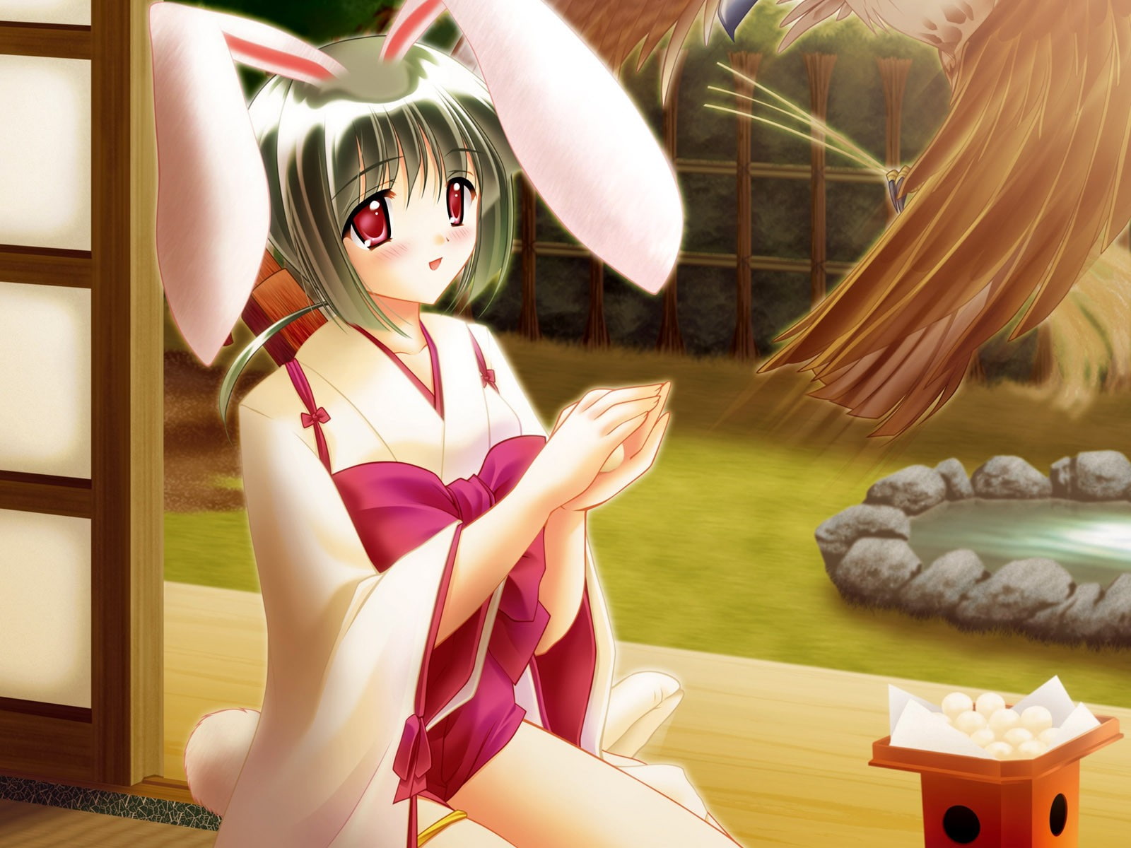 representation, creativity, front view, lifestyles, young women, one person, bunny ears, anime, beautiful woman, looking at camera, clothing, sitting, indoors, HD Wallpaper
