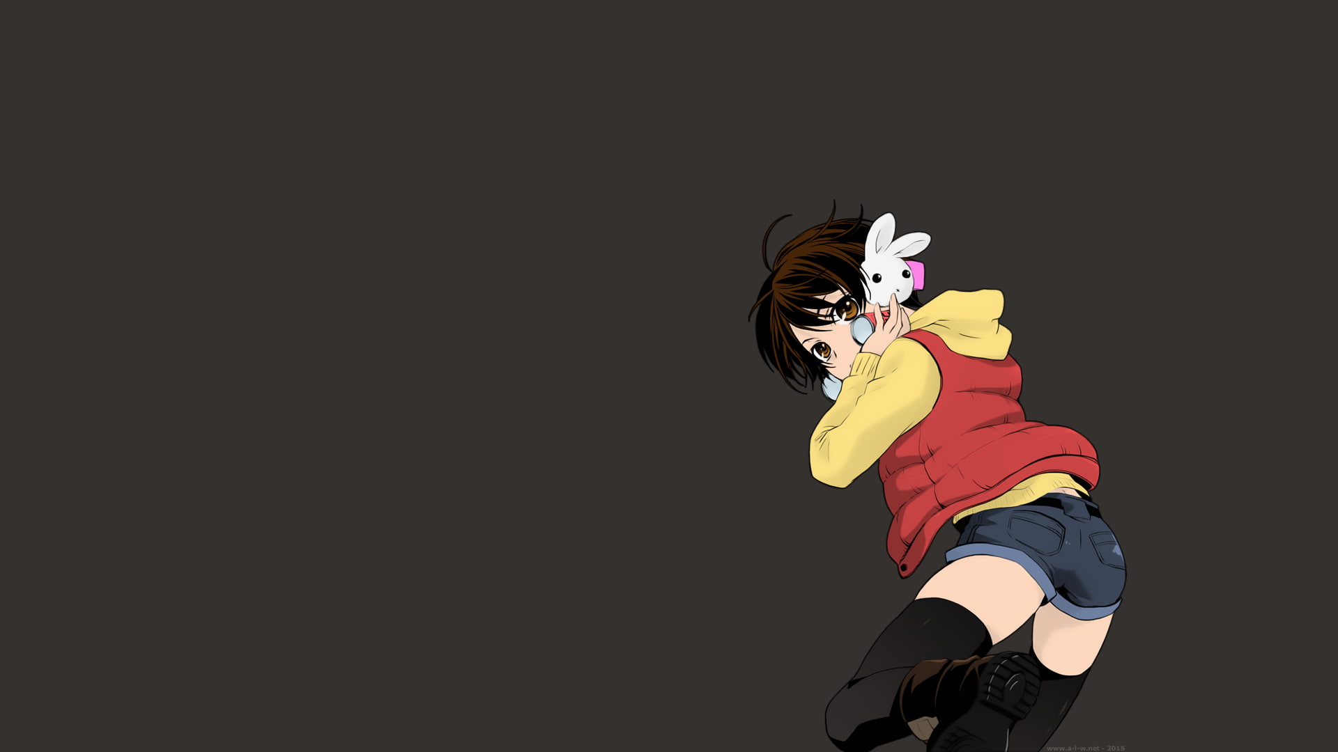 1080P, anime, sport, Nozomu Ashika, effort, brunette, clothing, short hair, jean shorts, indoors, black background, leisure activity, lifestyles, activity, HD Wallpaper