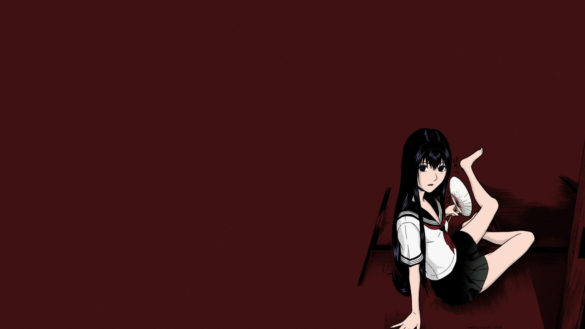 short skirt, anime girls, Okada Kazuto, long hair, Ibitsu, schoolgirl, Moritaka Madoka, school uniform, anime, black hair, 1080P, manga, HD Wallpaper