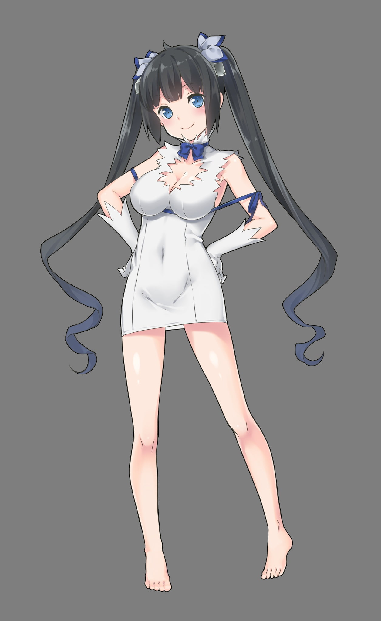 fashion, full length, hairstyle, portrait, hair, adult, front view, beauty, 1080P, gray background, clothing, simple background, young women, Dungeon ni Deai wo Motomeru no wa Machigatteiru Darou ka, Phone HD Wallpaper