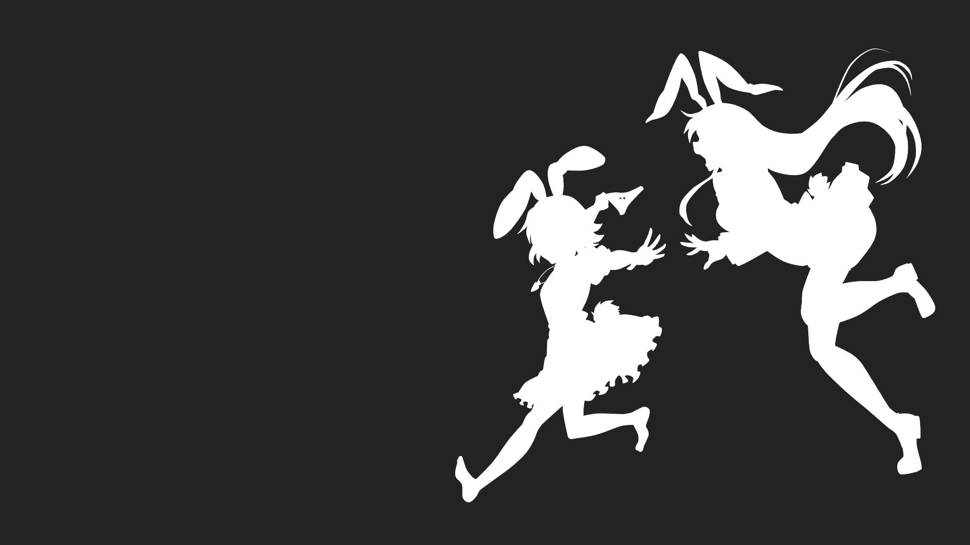indoors, map, creativity, sign, character, silhouette, sky, night, art and craft, communication, bunny, representation, 1080P, nature, Reisen Udongein Inaba, HD Wallpaper