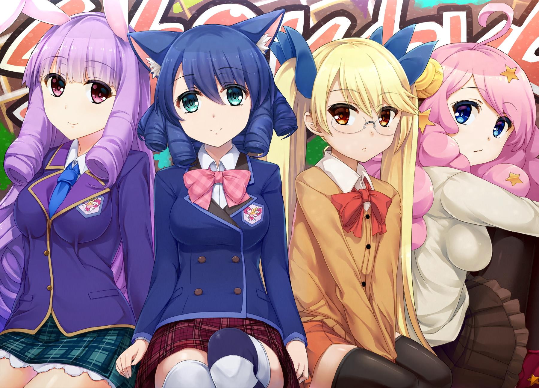 girls, retoree, cyan, show, moa, 1800x1295, bunny, anime, show by rock, bunny ears, ears, chuchu, anime girls, rock, 720P, HD Wallpaper