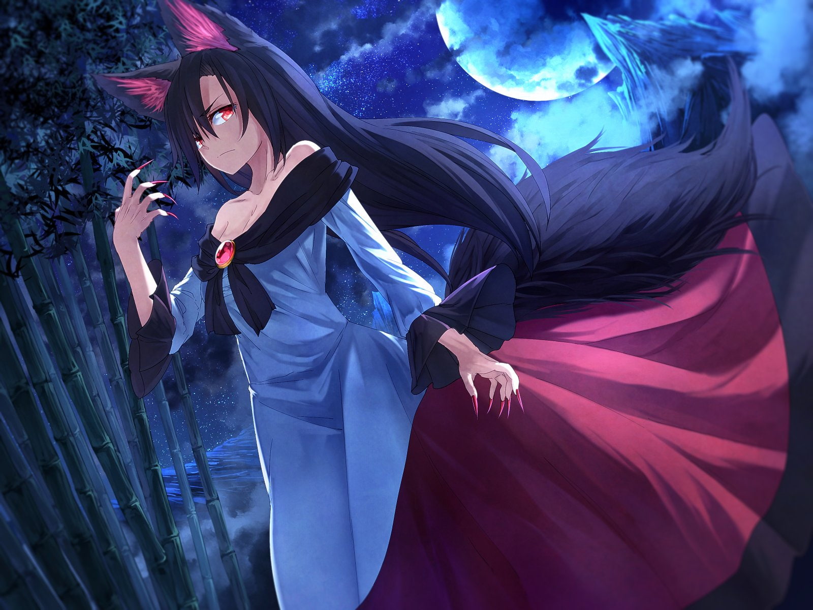 ears, black, hair, notsu, imaizumi, ibuki, animal, 720P, dress, kagerou, long, HD Wallpaper