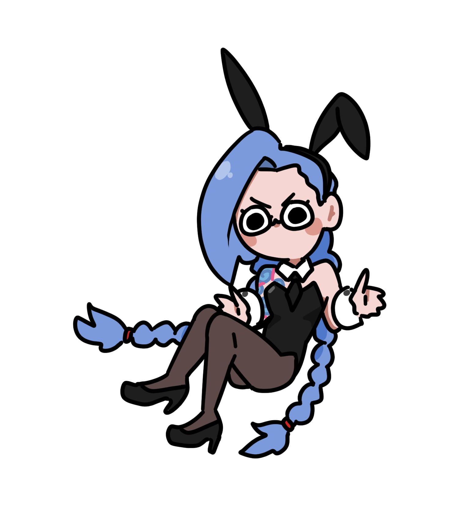 digital art, bunny suit, Jinx (League of Legends), fan art, 720P, bodysuit, sonwooang, wooangson, League of Legends, Riot Games, bunny ears, artwork, Phone HD Wallpaper