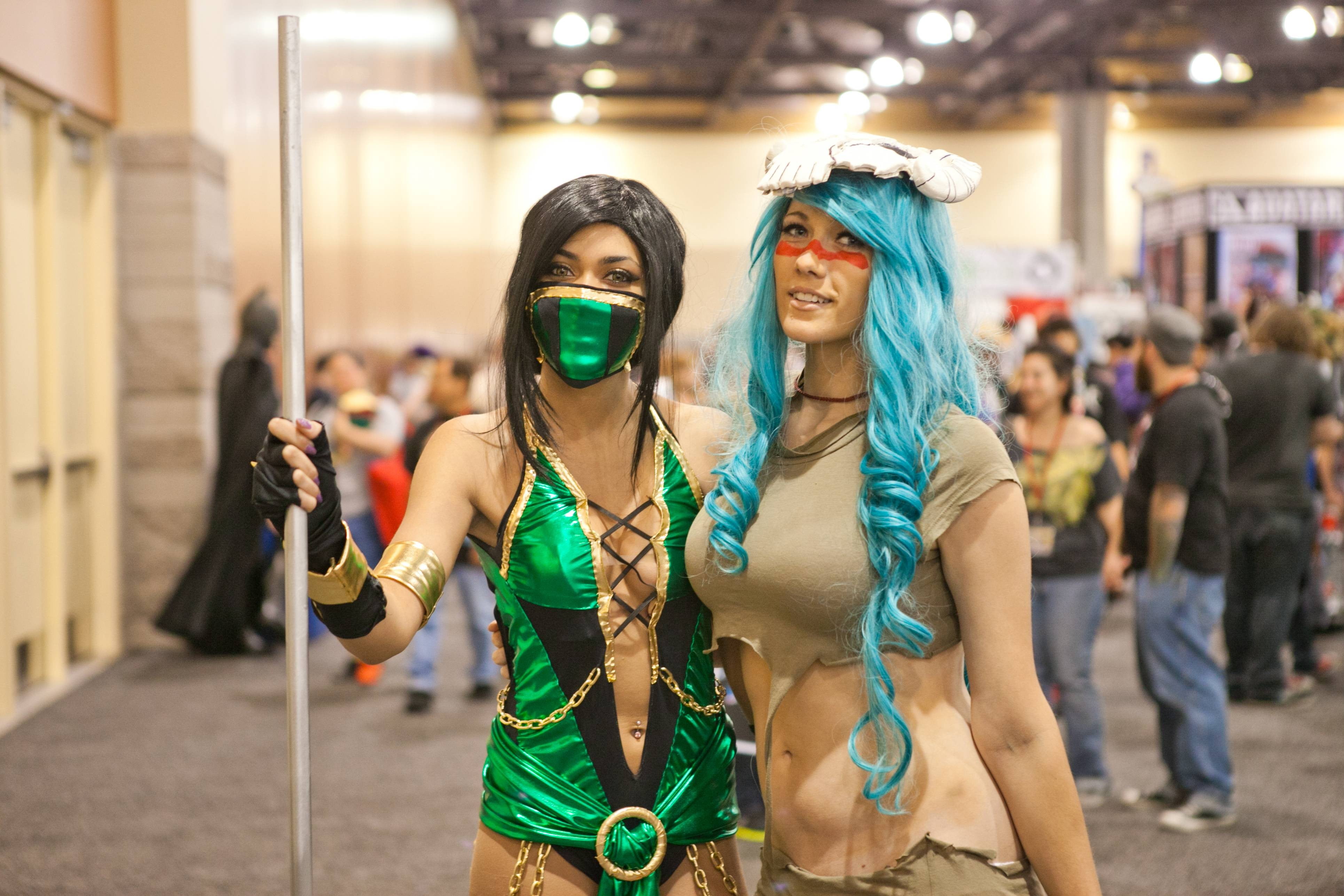 fashion, league, smiling, carnival - celebration event, lifestyles, happiness, akali, legends, cosplay, festival, indoors, Mortal Kombat, young adult, young women, HD Wallpaper