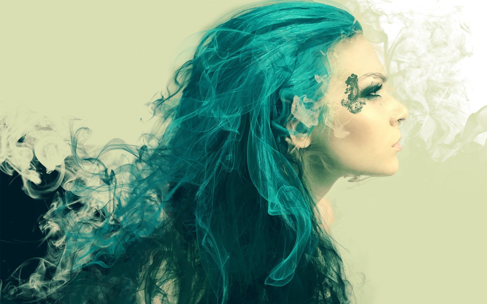 artistic, teal, women, hd, hair, 720P, woman, s, HD Wallpaper