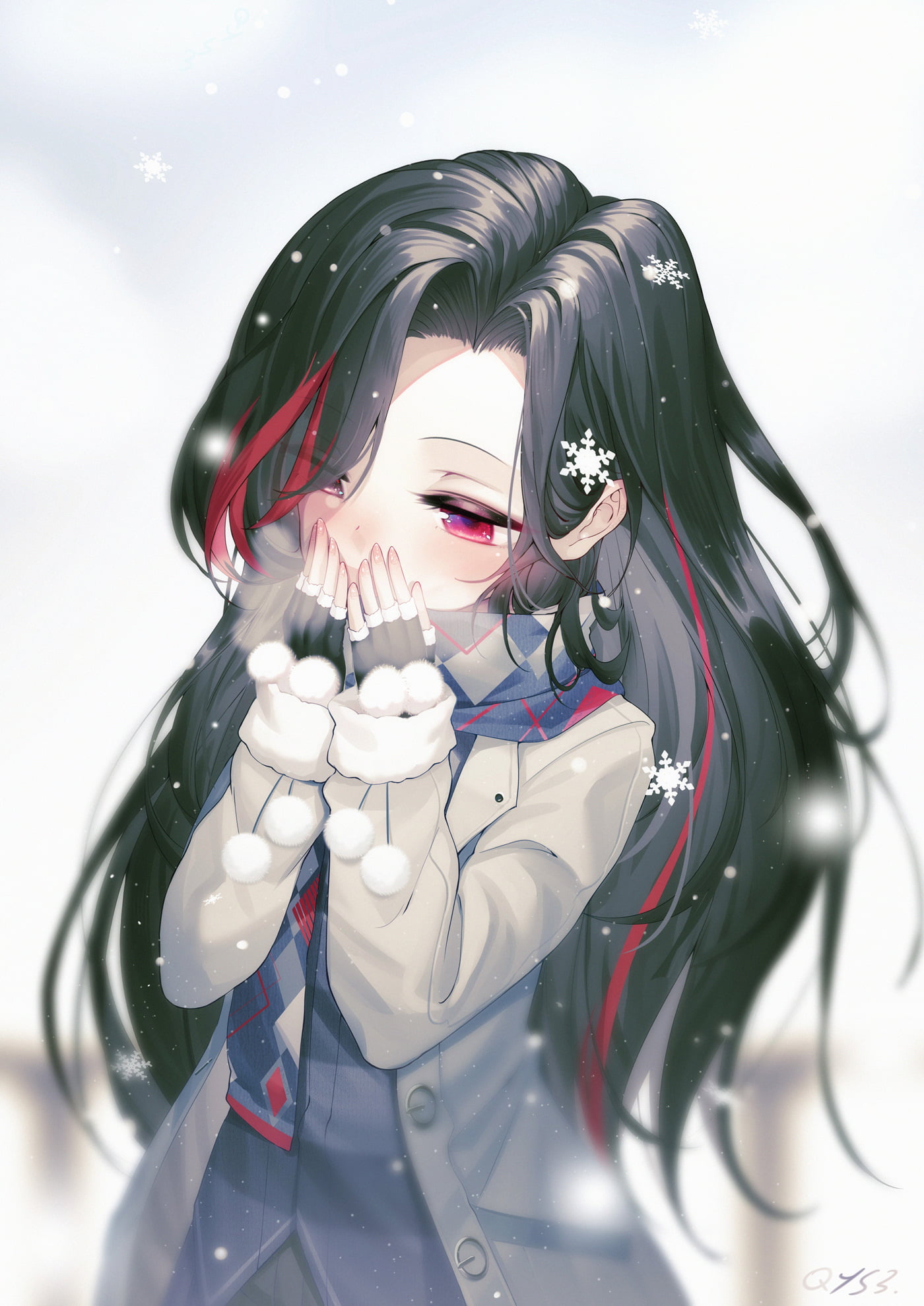 vertical, simple background, snow, 1080P, 千夜QYS3, anime girls, original characters, anime, Phone HD Wallpaper