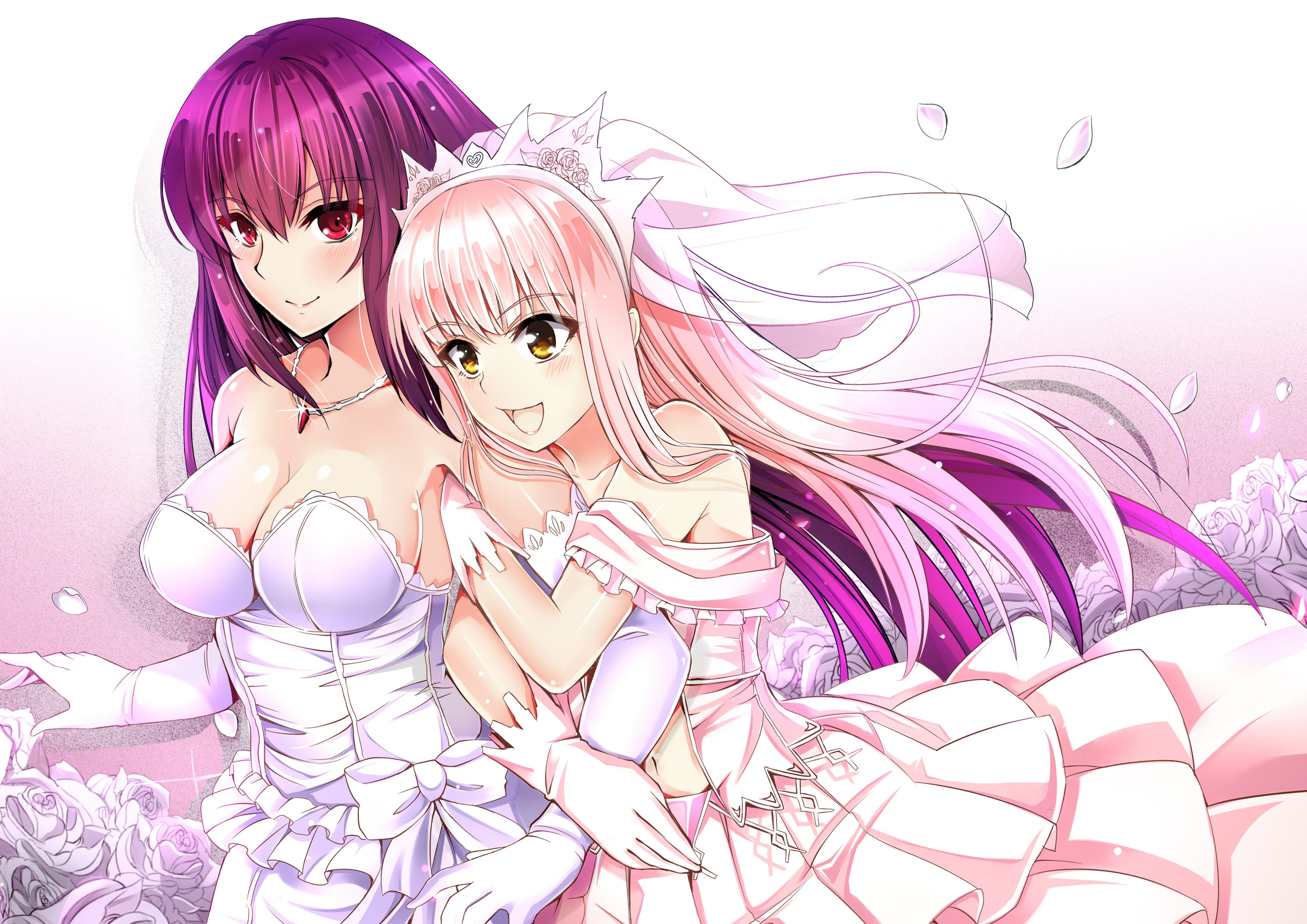 Scathach ( FateGrand Order ), FateGrand Order, Medb ( fategrand order ), 4K, wedding dress, HD Wallpaper