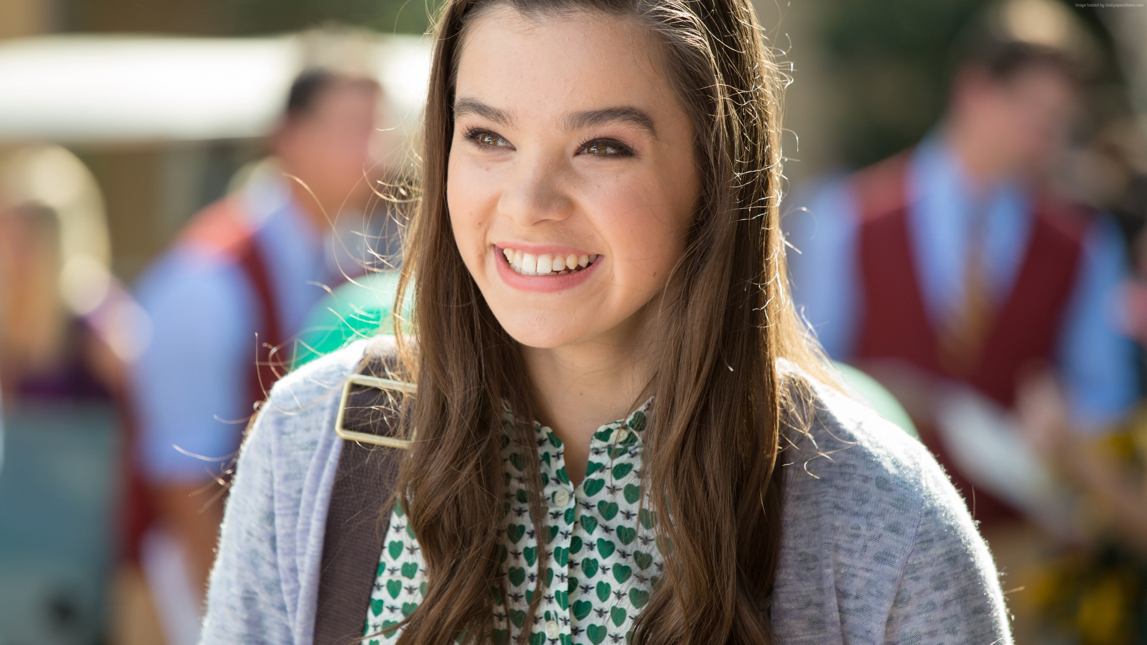 stienfeld, hair, 4K, hairstyle, young adult, long hair, teeth, adult, women, portrait, leisure activity, one person, Hailee Steinfeld, emotion, toothy smile, HD Wallpaper