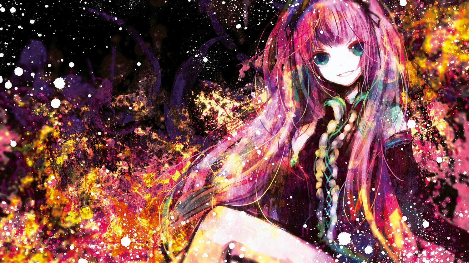 real people, young women, outdoors, women, night, looking at camera, lifestyles, front view, contemplation, multi colored, Megurine Luka, paint, one person, HD Wallpaper