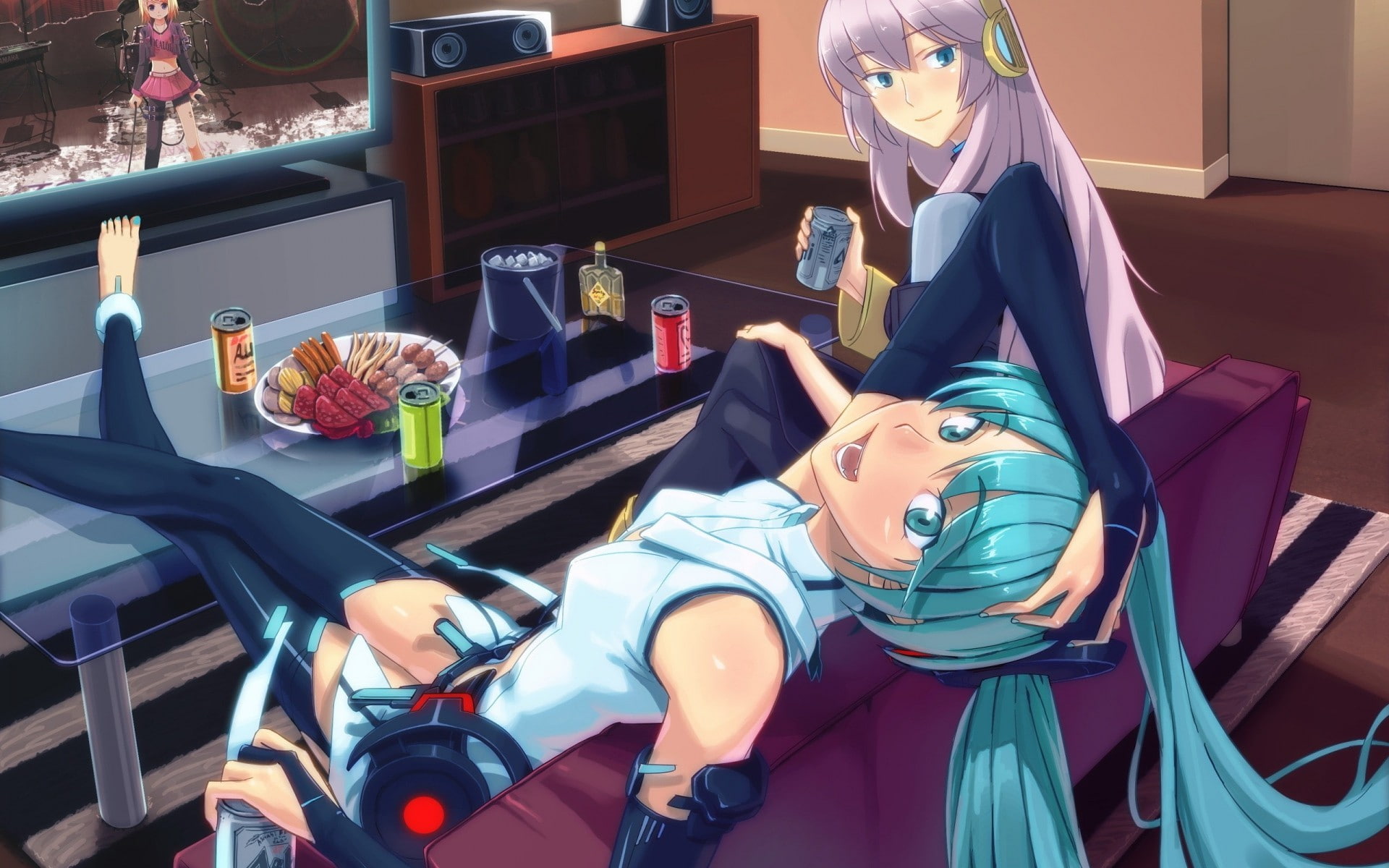 Vocaloid, anime, Hatsune Miku, Megurine Luka, 1080P, HD Wallpaper
