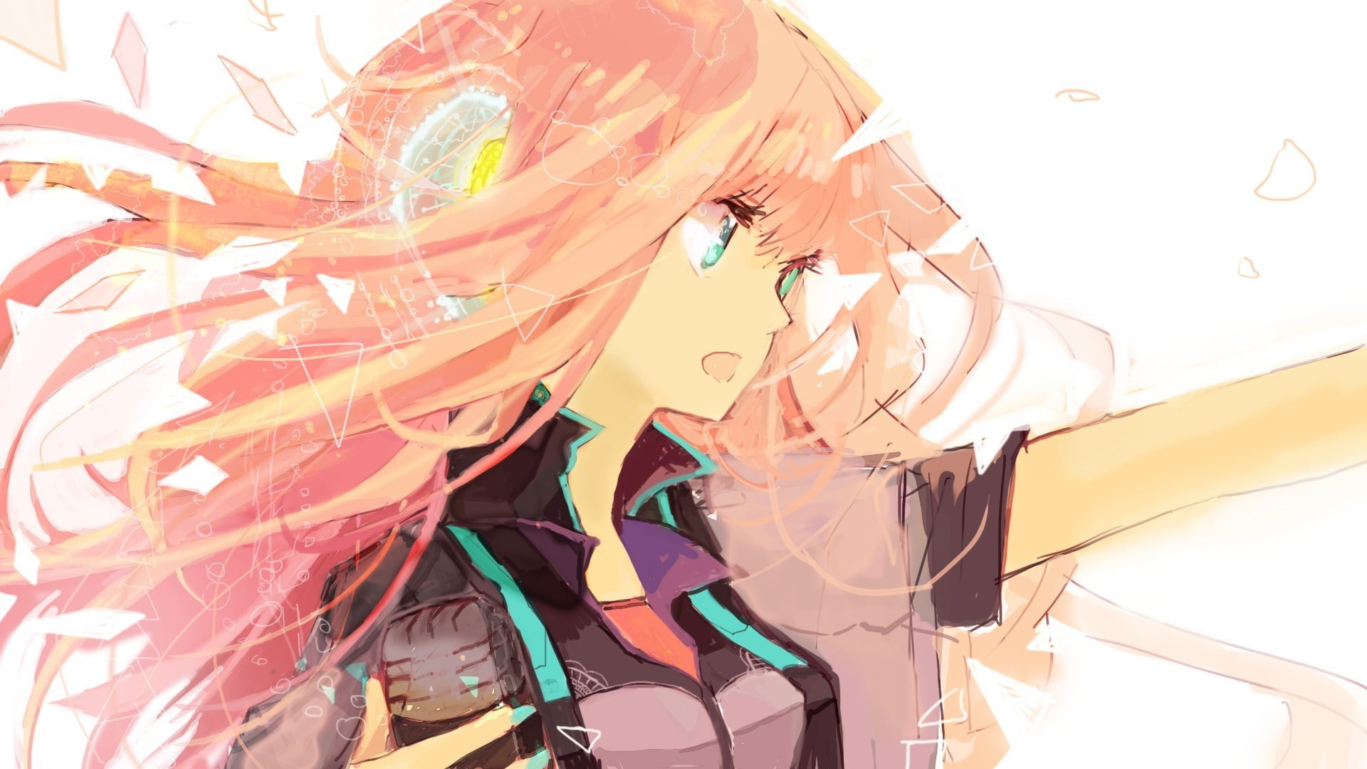 pattern, animal themes, backgrounds, anime, creativity, 1080P, glass - material, large group of objects, indoors, Vocaloid, anime girls, transparent, low angle view, HD Wallpaper