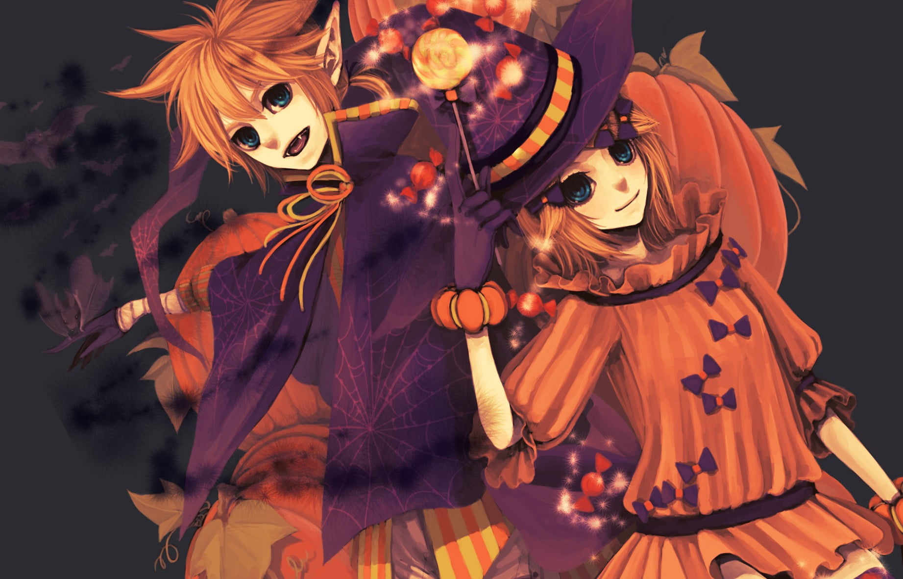 celebration, clothing, carnival, indoors, arts culture and entertainment, decoration, anime girls, no people, Halloween, creativity, human representation, HD Wallpaper