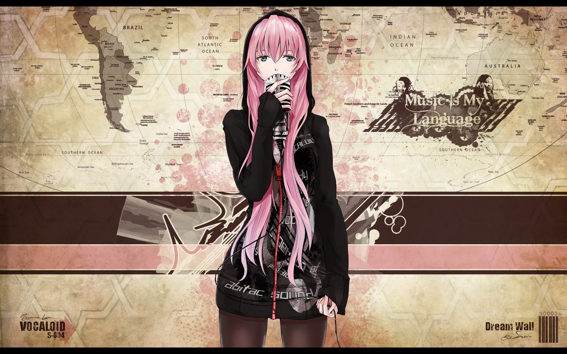 language, megurine luka, anime girl, girl, luka, music, hair, megurine, anime, pink, pink hair, 1080P, vocaloid, HD Wallpaper