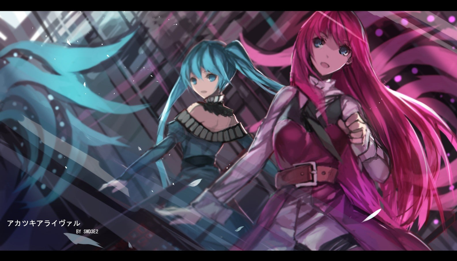 lifestyles, arts culture and entertainment, 720P, group of people, three quarter length, purple, aqua hair, looking at camera, transfer print, Hatsune Miku, HD Wallpaper