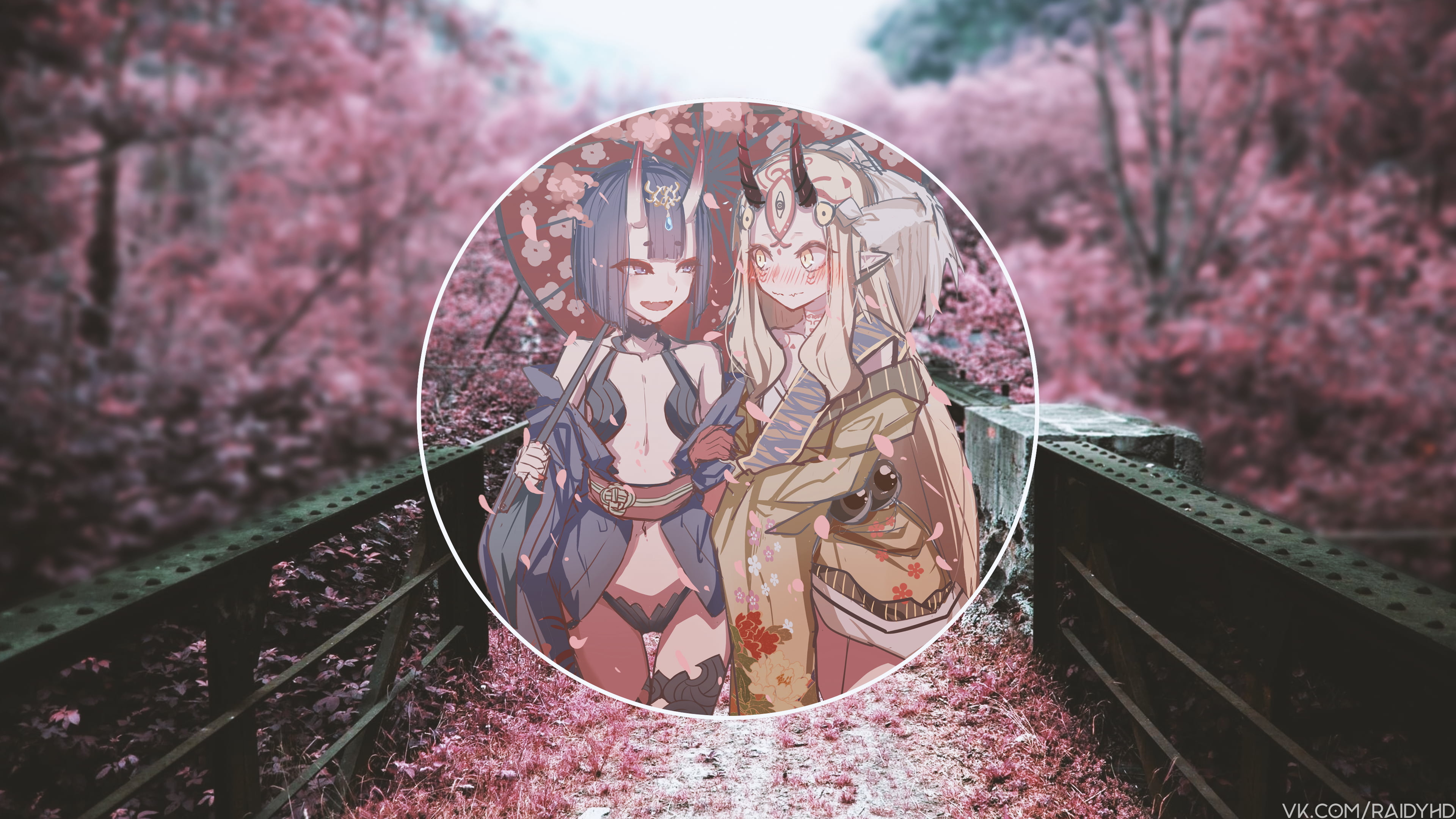 4K, Ibaraki Douji, picture-in-picture, Shuten Douji (Fate/Grand Order), anime girls, HD Wallpaper