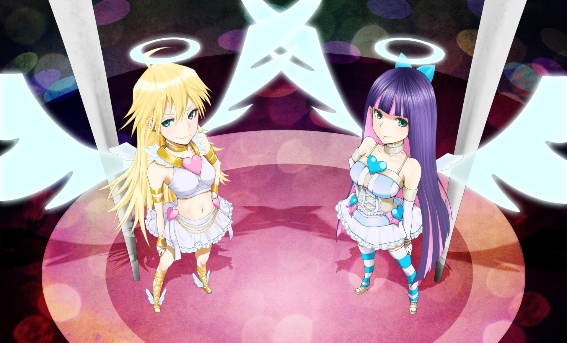 close-up, Panty and Stocking with Garterbelt, fashion, illuminated, lighting equipment, female likeness, toy, representation, indoors, human representation, HD Wallpaper