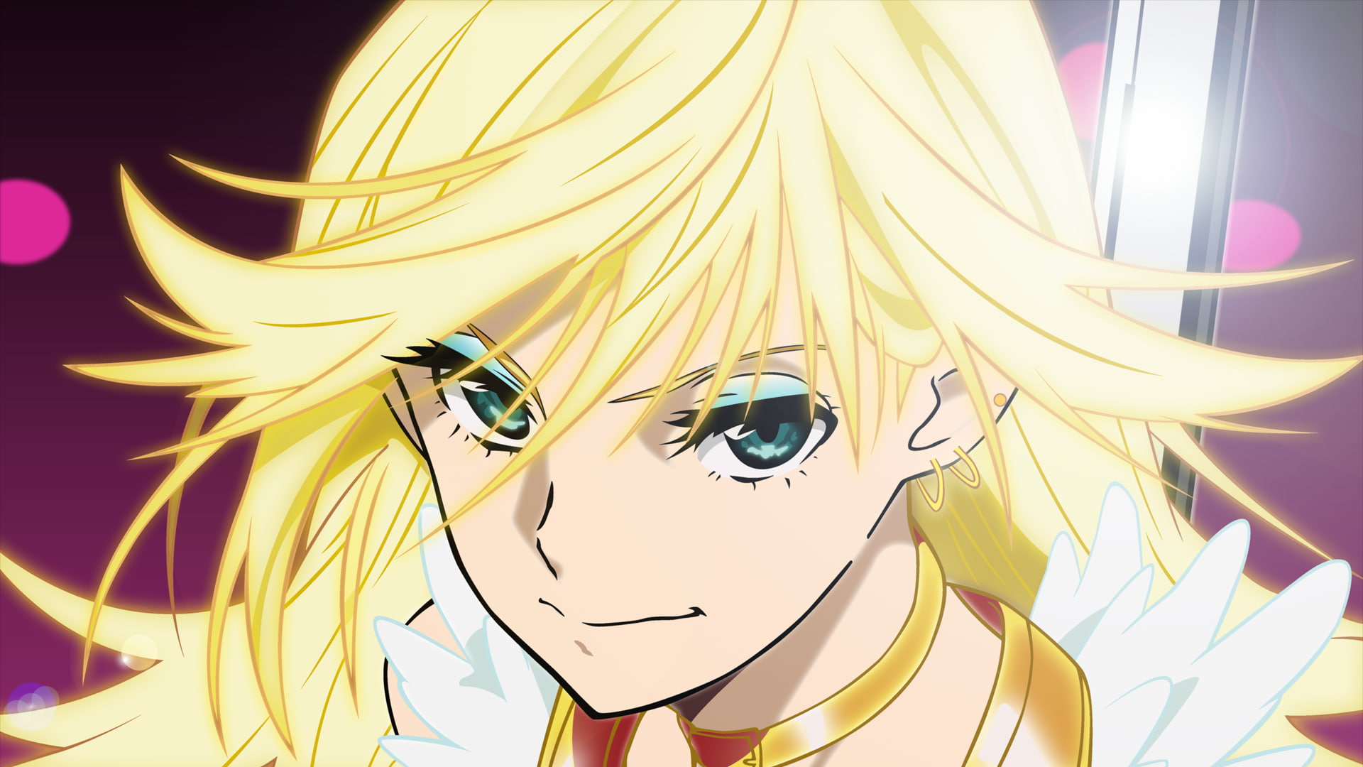 green, eyes, hair, vector, character, blonde, garterbelt, close, 1080P, panty, stocking, HD Wallpaper
