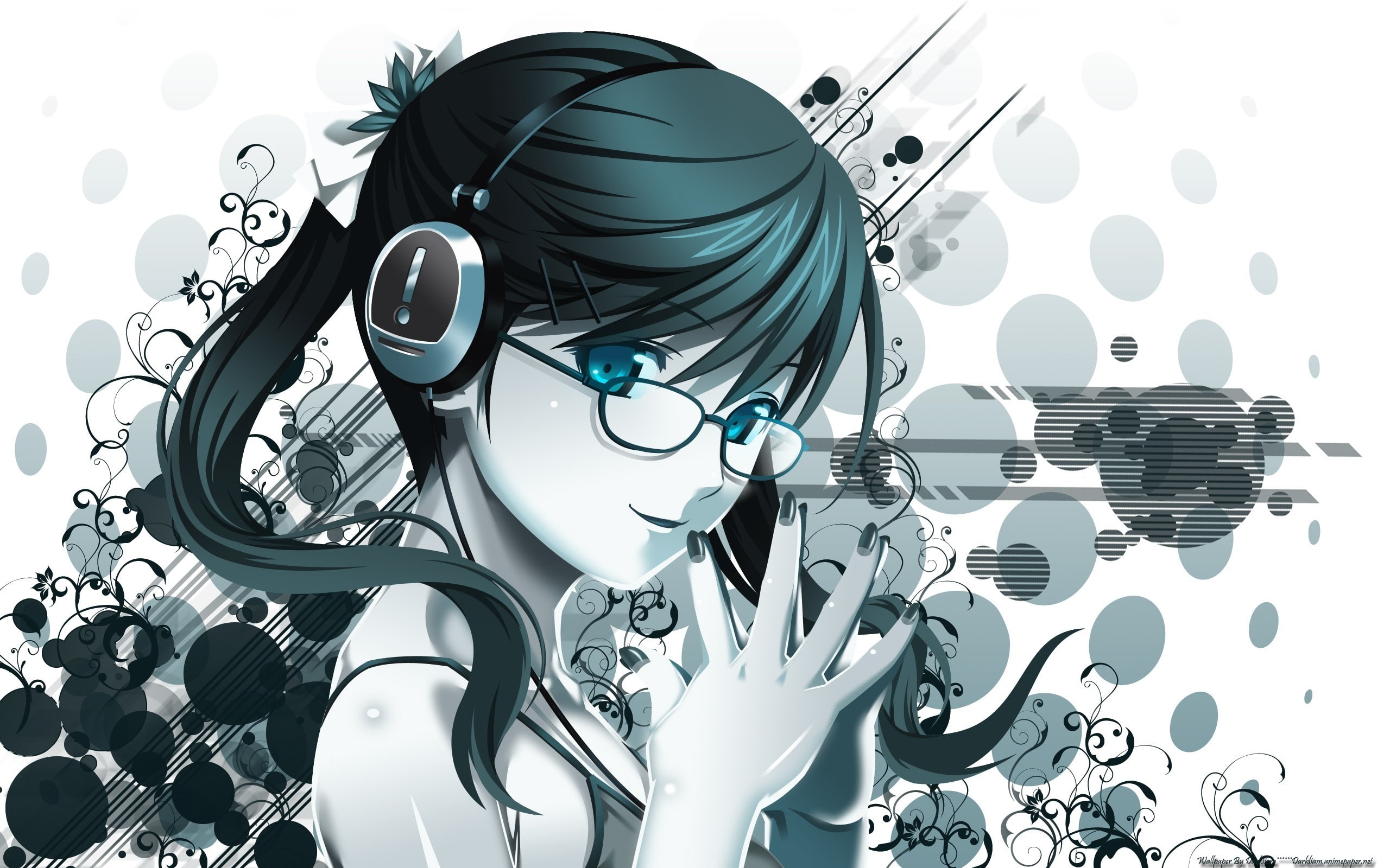 2K, anime, headphones, meganekko, glasses, original characters, anime girls, HD Wallpaper