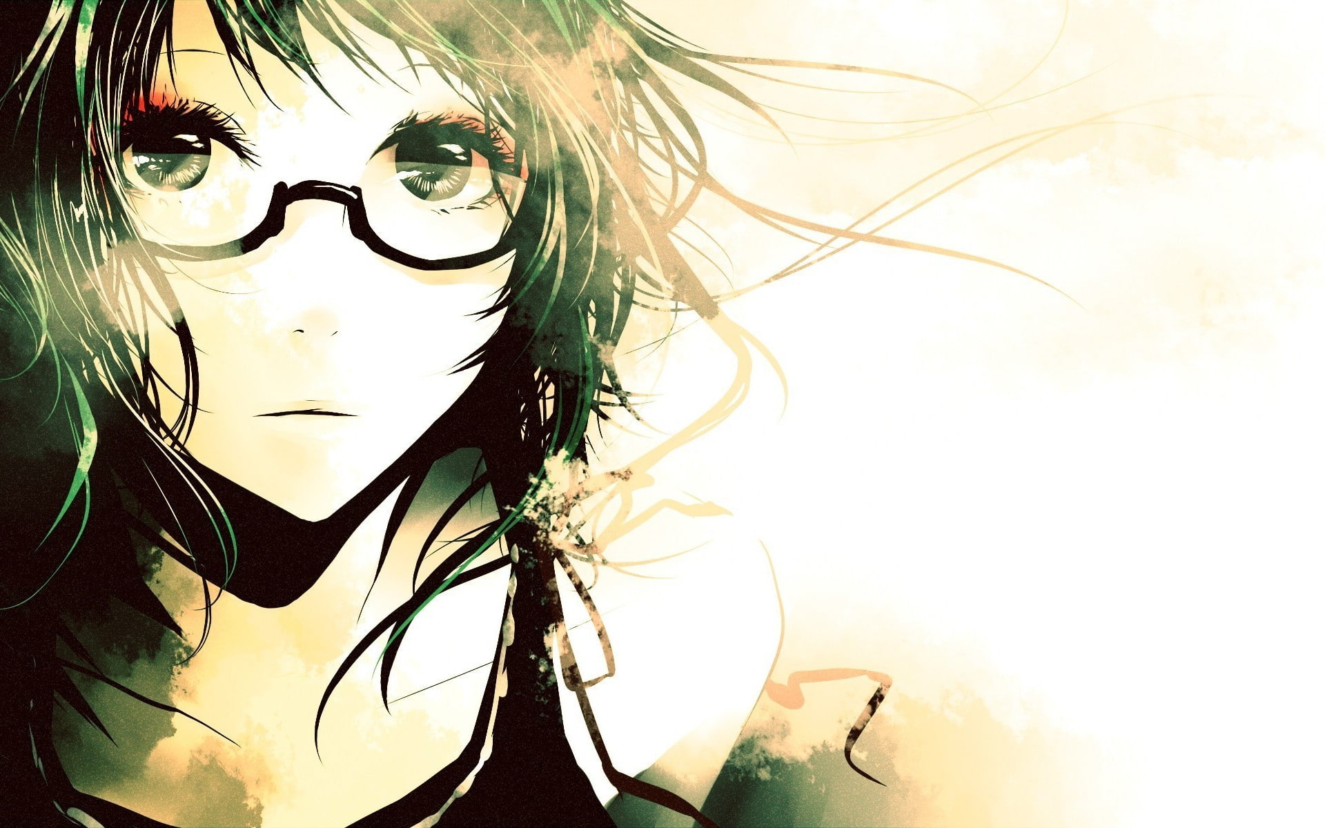 women with glasses, Vocaloid, Megpoid Gumi, anime, simple background, glasses, 1080P, face, meganekko, anime girls, HD Wallpaper
