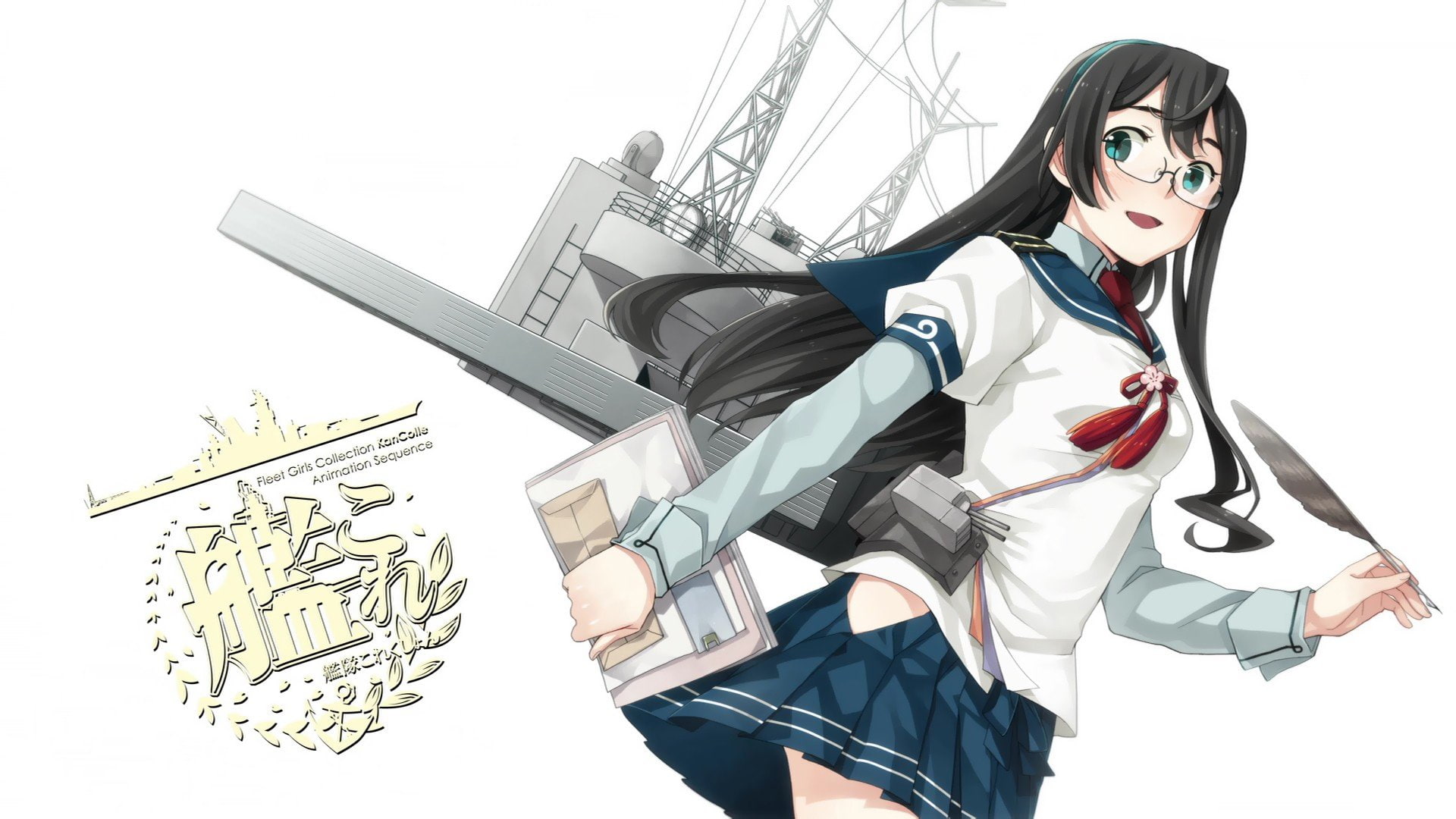 Anime Girls, anime, 1080P, Kantai Collection, Meganekko, Ooyodo (KanColle), School Uniform, Glasses, HD Wallpaper