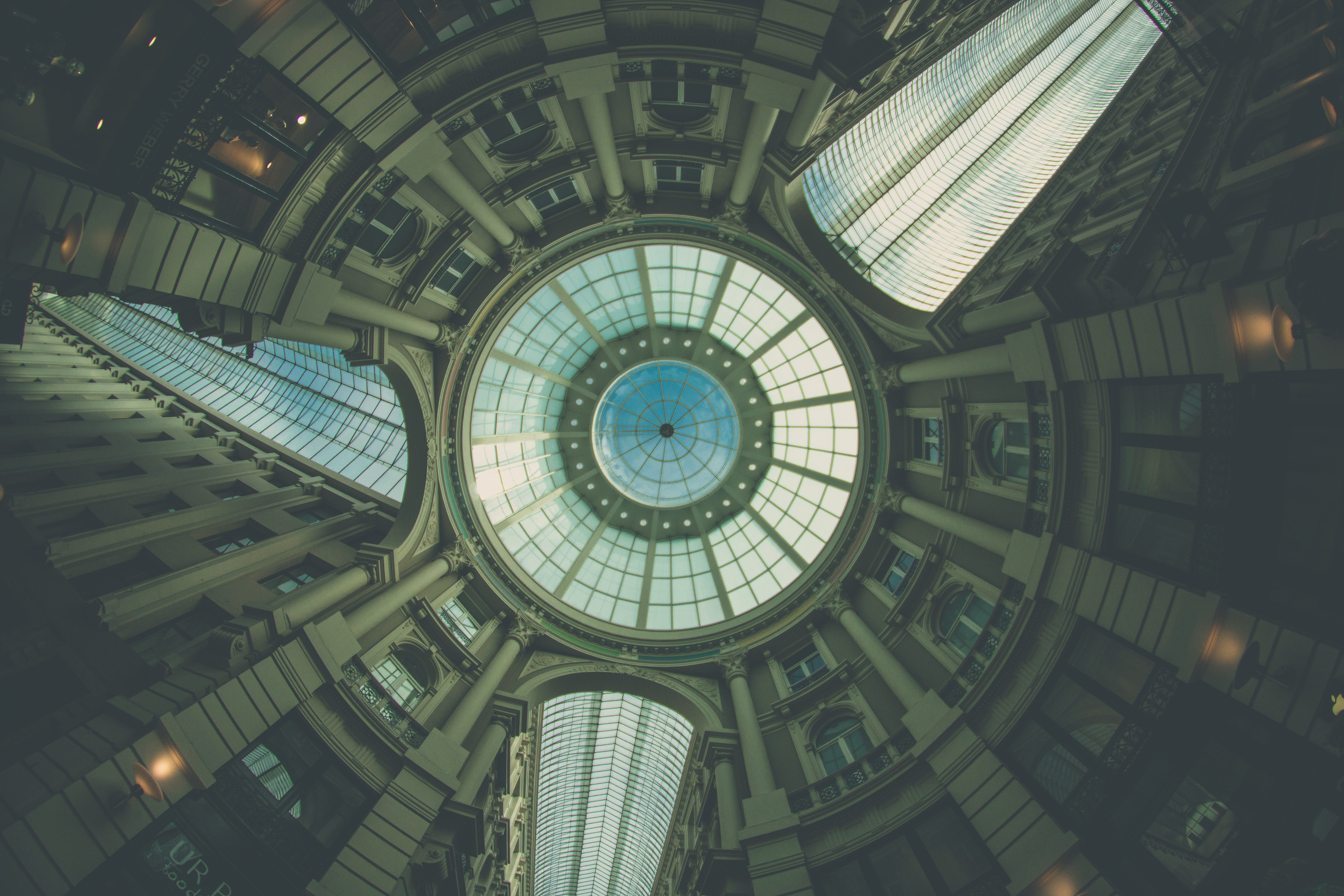 sunlight, gray, tower, 5K, vehicle, clock tower, architectural feature, transportation, day, circle, light, bell tower, low angle view, indoors, flare, HD Wallpaper