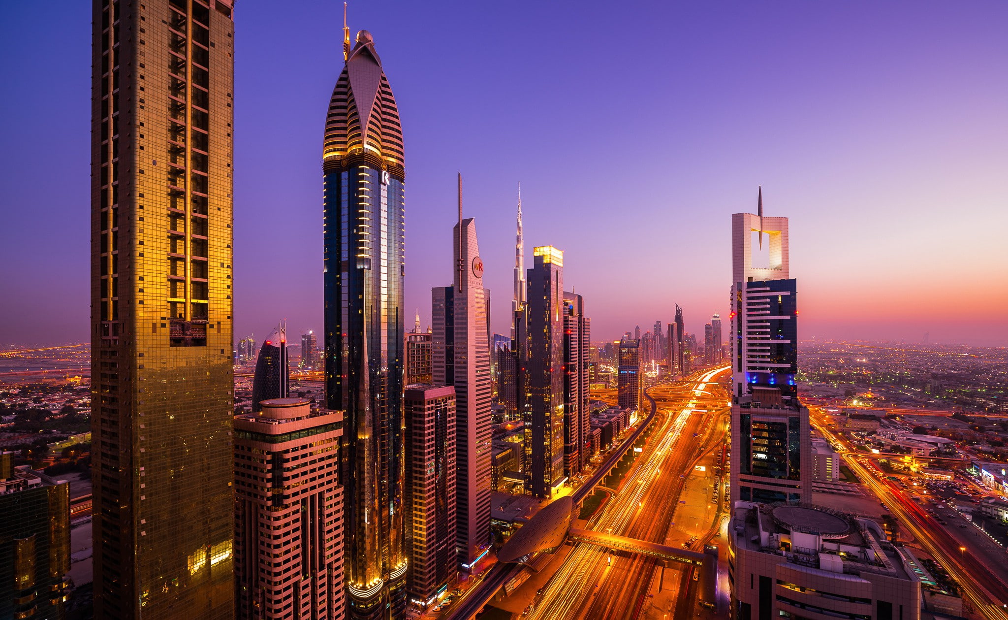 zayed, UAE city of Dubai, cityscape, 1080P, shutter, aerial, Dubai, home, night, lights, motorway, skyline, sheikh, photo, named Sheikh Zayed motorway, HD Wallpaper