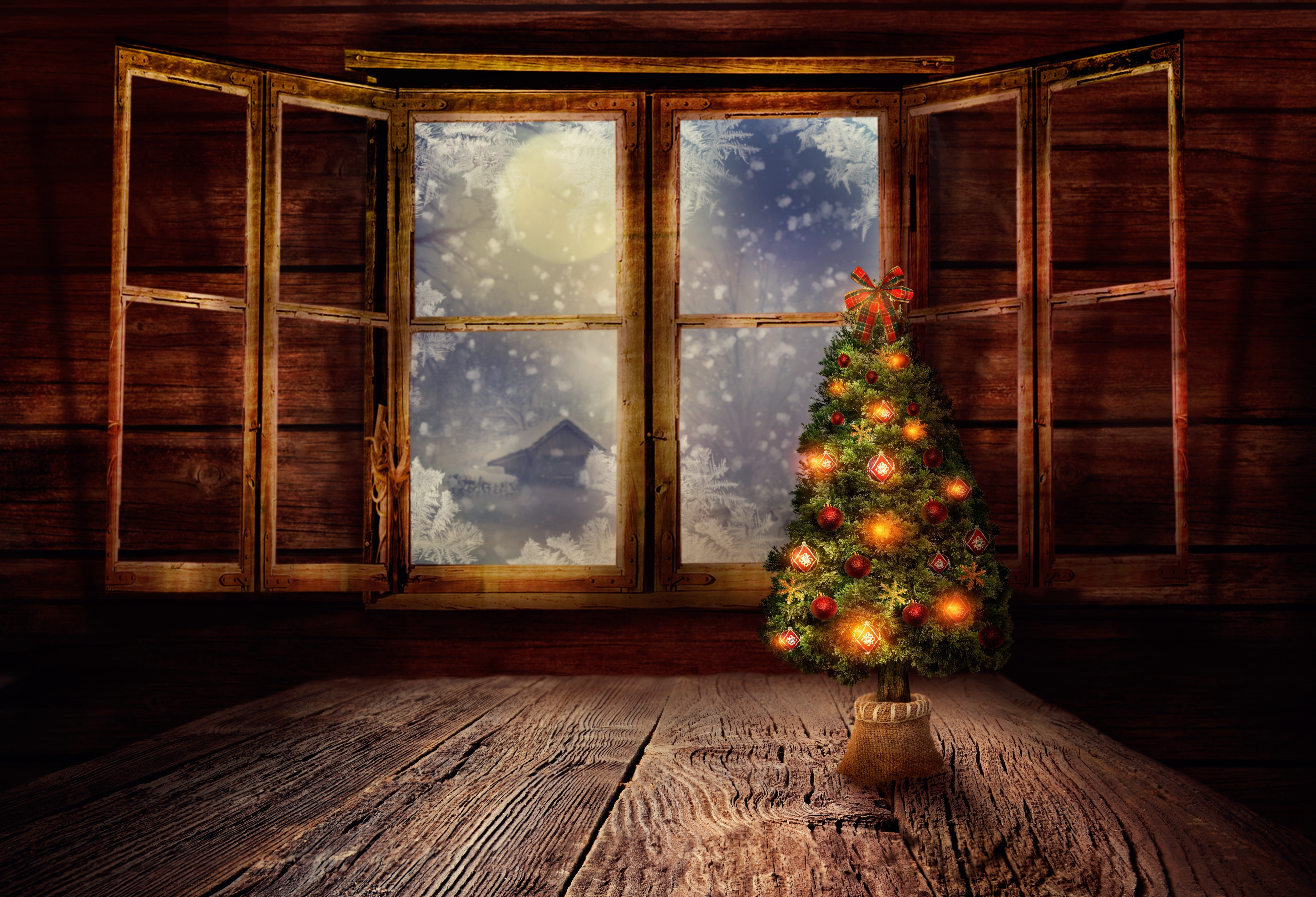 gift, green, wood - Material, year, ornate, retro Styled, window frame, christmas Decoration, nature, season, house, shutters, winter, plank, decor, home Interior, HD Wallpaper