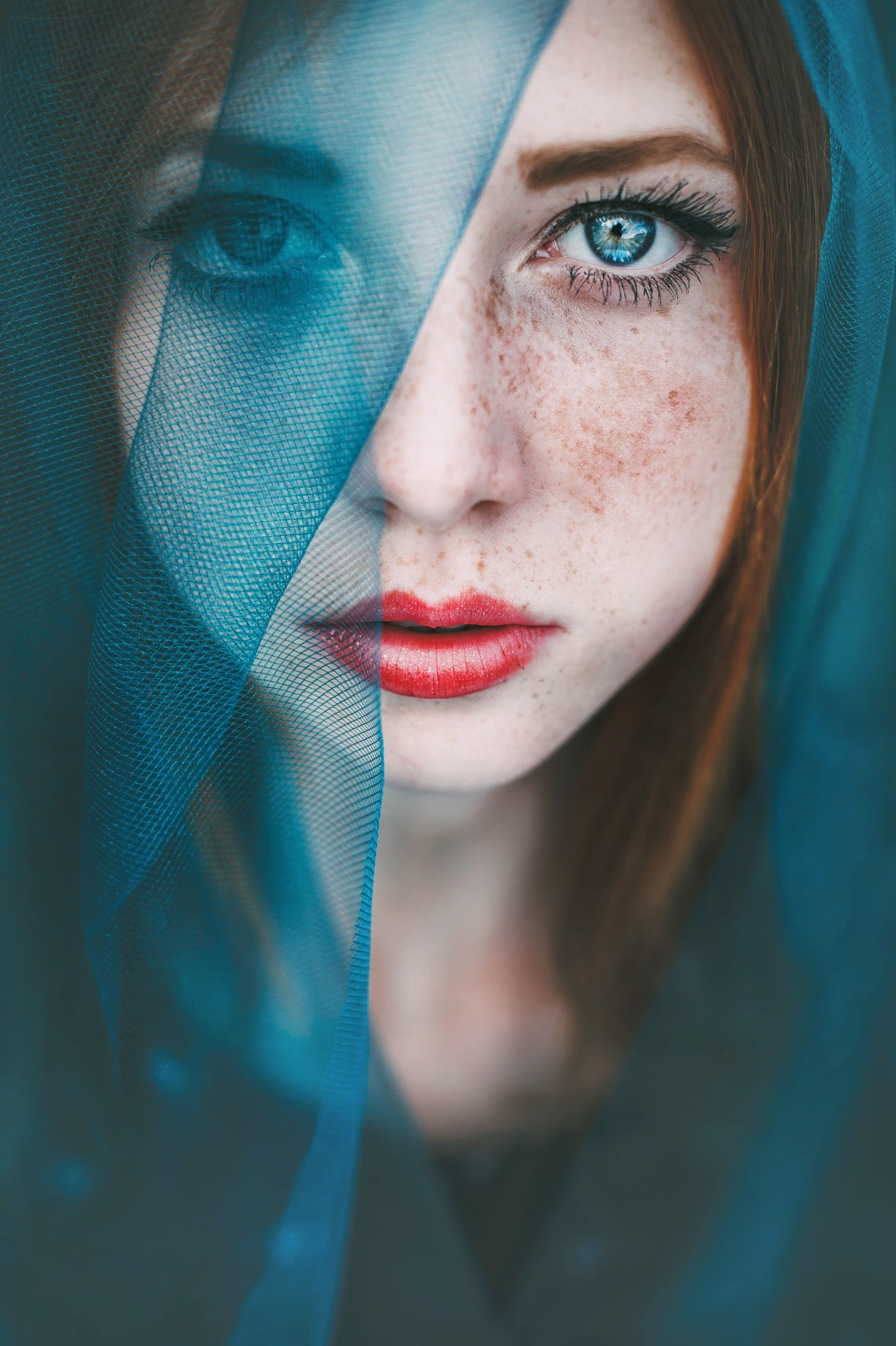 red, young adult, close-up, redhead, beauty, women, young women, one person, beautiful woman, human face, hairstyle, glamour, adult, human body part, blue eyes, Phone HD Wallpaper