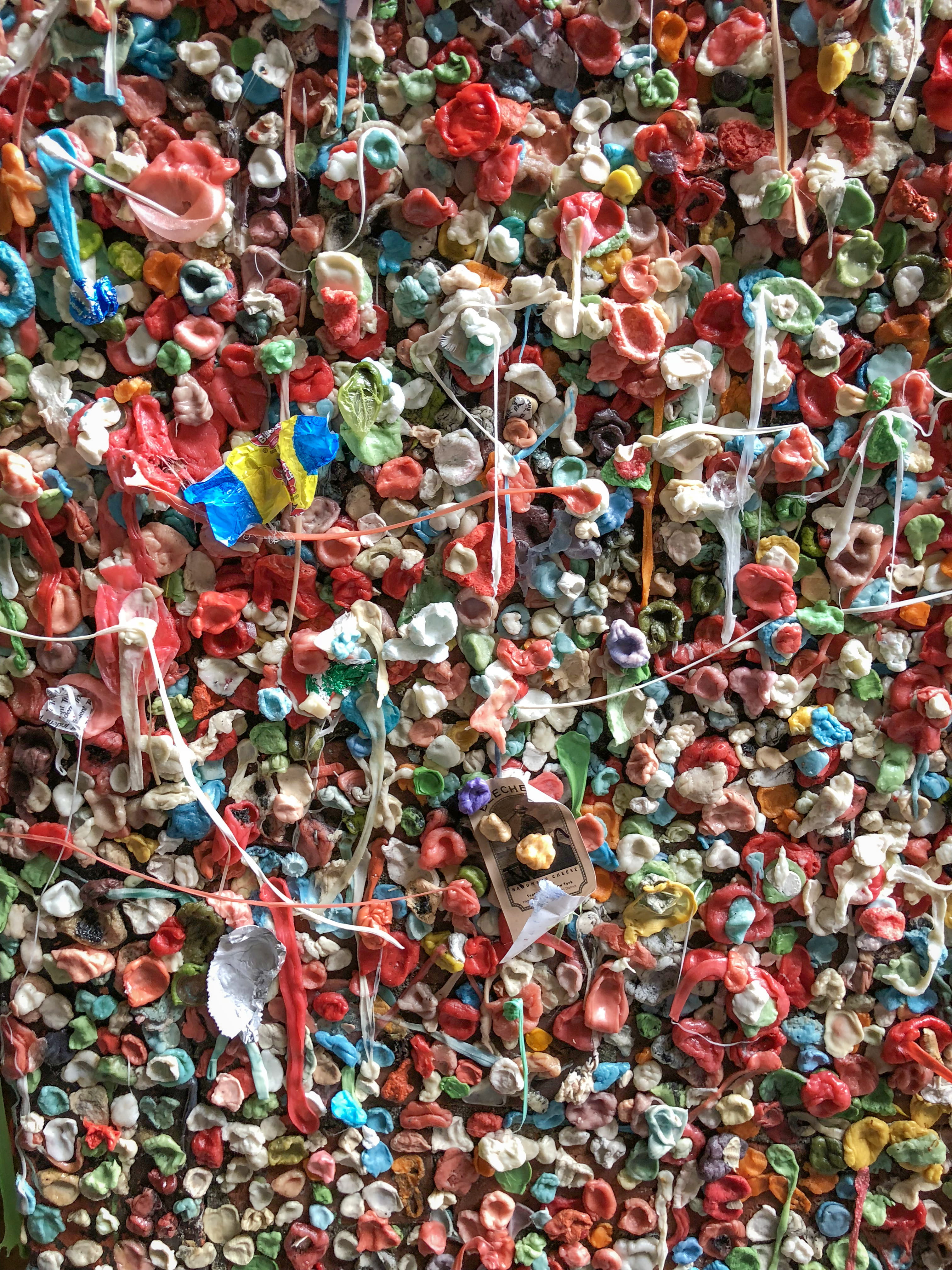 seattle, large group of objects, abundance, no people, wall, backgrounds, colorful, gum, variation, bubble gum, high angle view, texture, wall - building feature, Phone HD Wallpaper