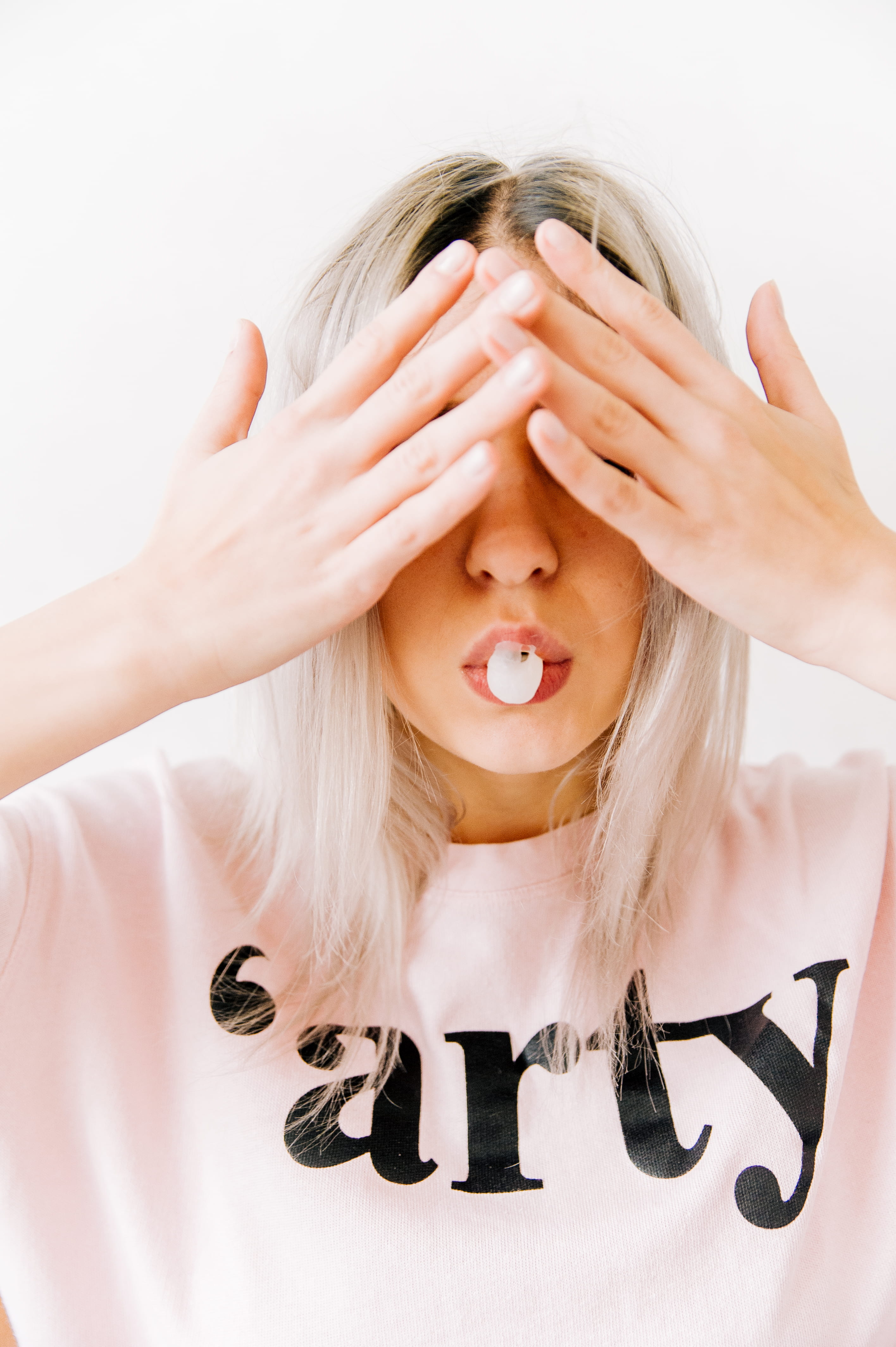 shirt, relaxation, human hand, one person, stress, human face, hair, person, cute, stylish, pretty, white background, headshot, skin, covering, front view, Phone HD Wallpaper