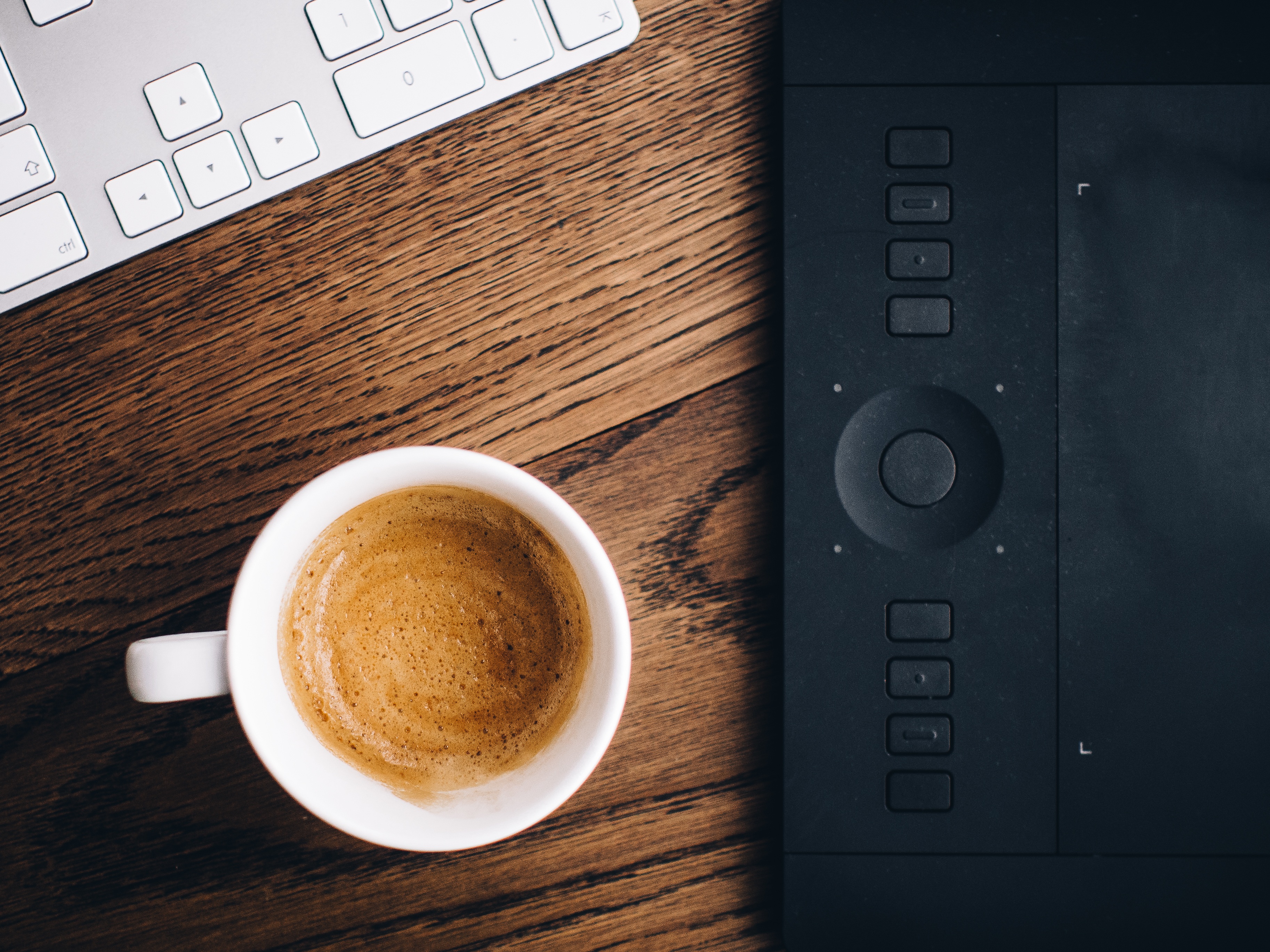 coffee - drink, food and drink, graphics, photography, non-alcoholic beverage, cup, filled, flat, beside, computer Keyboard, coffee, pc, tablet, lay, coffee cup, HD Wallpaper