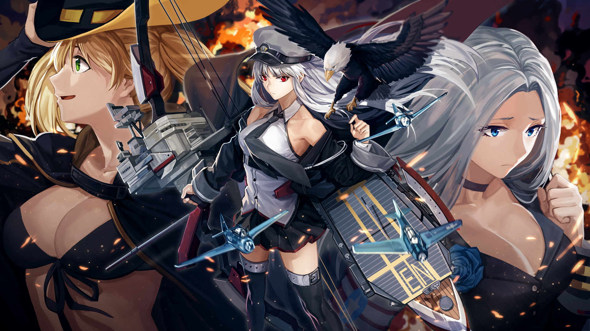 Azur Lane, 1080P, anime girls, RFF, HD Wallpaper