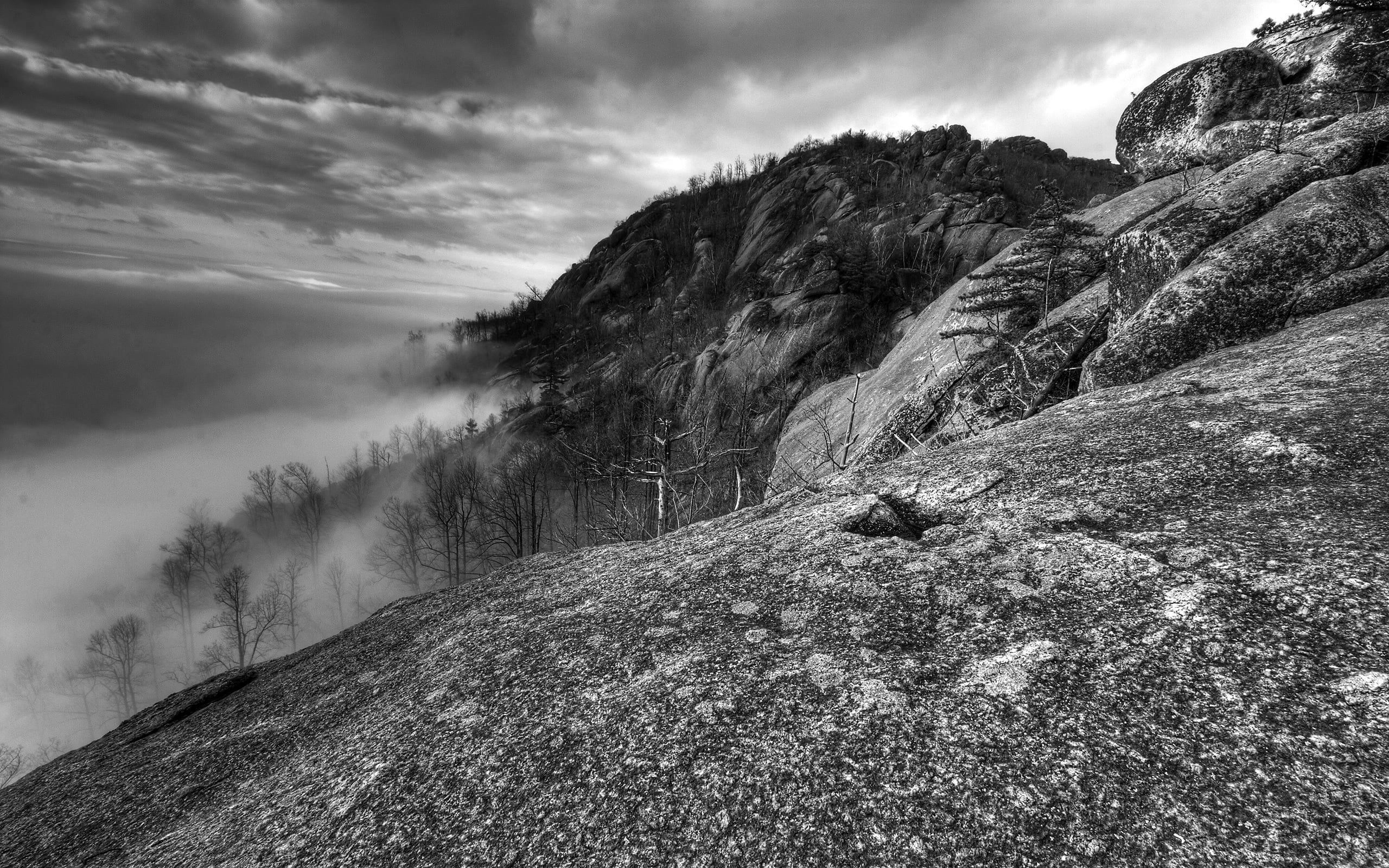 outdoors, scenics - nature, no people, day, sky, beauty in nature, mountain range, environment, VA, idyllic, solid, Old Rag, rock, plant, cloud - sky, formation, HD Wallpaper
