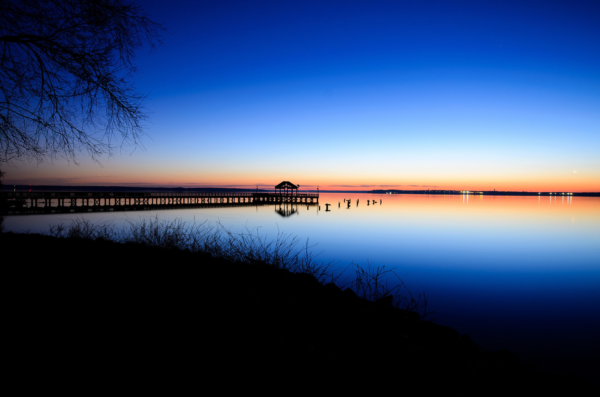 calm, pierce, 1080P, Virginia, blue, the evening, horizon, sunset, the sky, Bay, shore, VA, USA, HD Wallpaper
