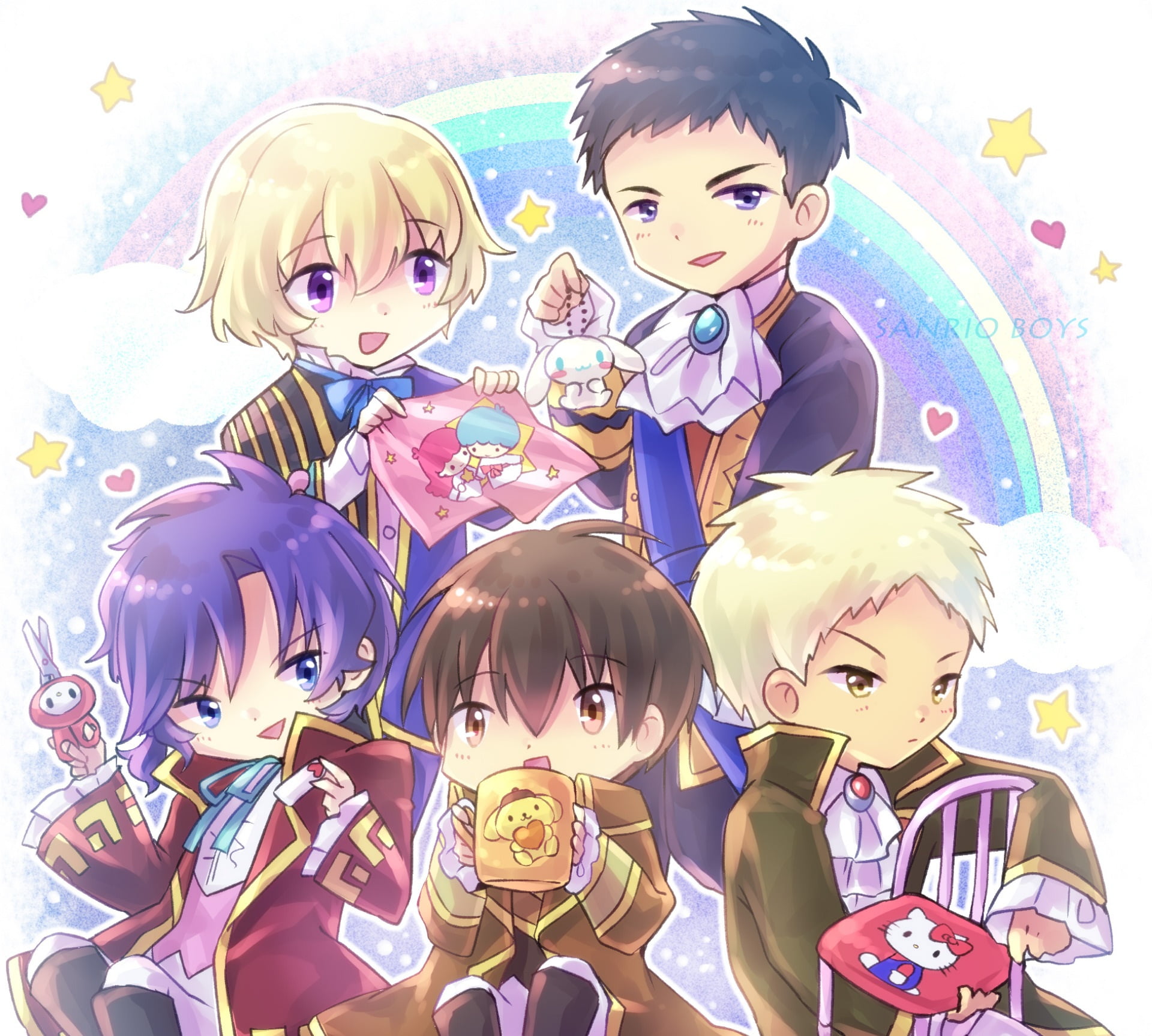 Kouta Hasegawa, Seiichiro Minamoto, Yuu Mizuno, Ryou Nishimiya, Anime, Sanrio Boys, 1080P, Shunsuke Yoshino, HD Wallpaper