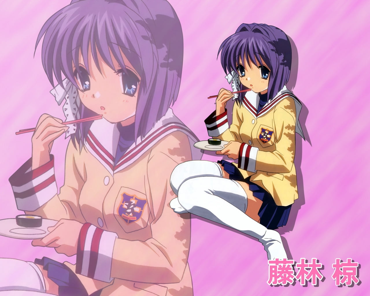 human representation, clannad, people, child, representation, women, plate, portrait, real people, indoors, innocence, chopsticks, two people, fujibayashi ryou, HD Wallpaper