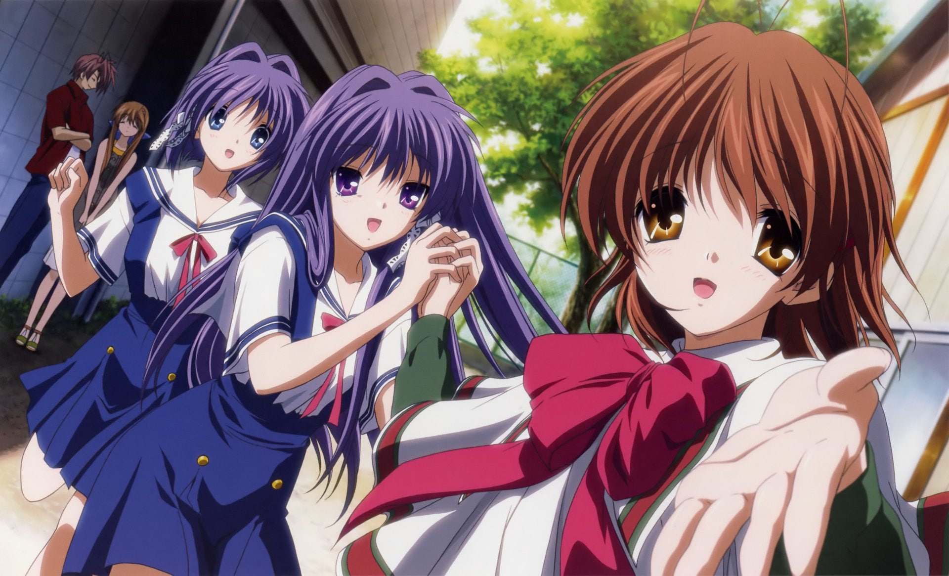 Akio Furukawa, Nagisa Furukawa, 1080P, Sanae Furukawa, Kyou Fujibayashi, Ryou Fujibayashi, Anime, Clannad, HD Wallpaper