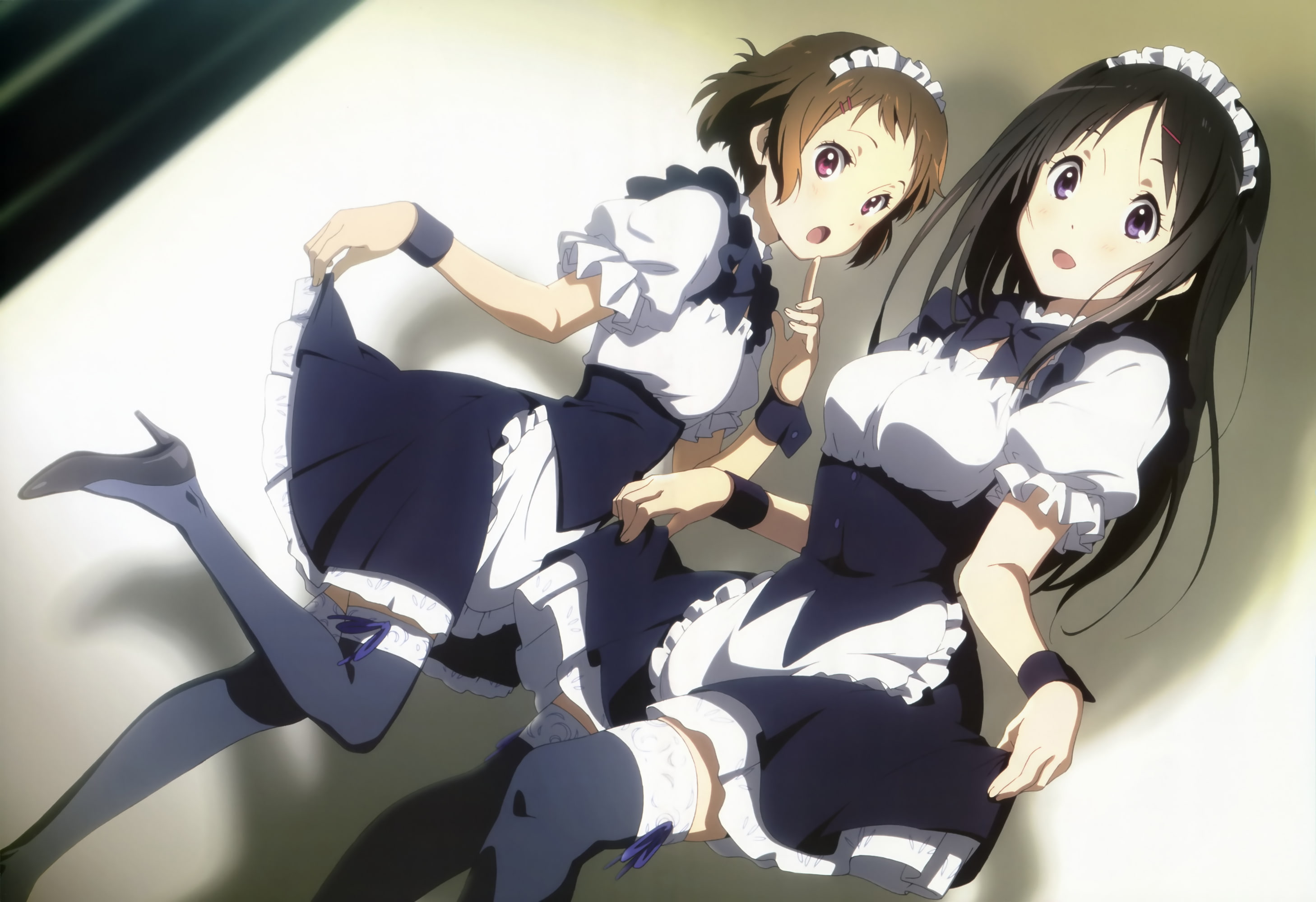 2K, nyantype, hyouka, lift, stockings, chitanda, eru, maid, mayaka, ibara, skirt, HD Wallpaper