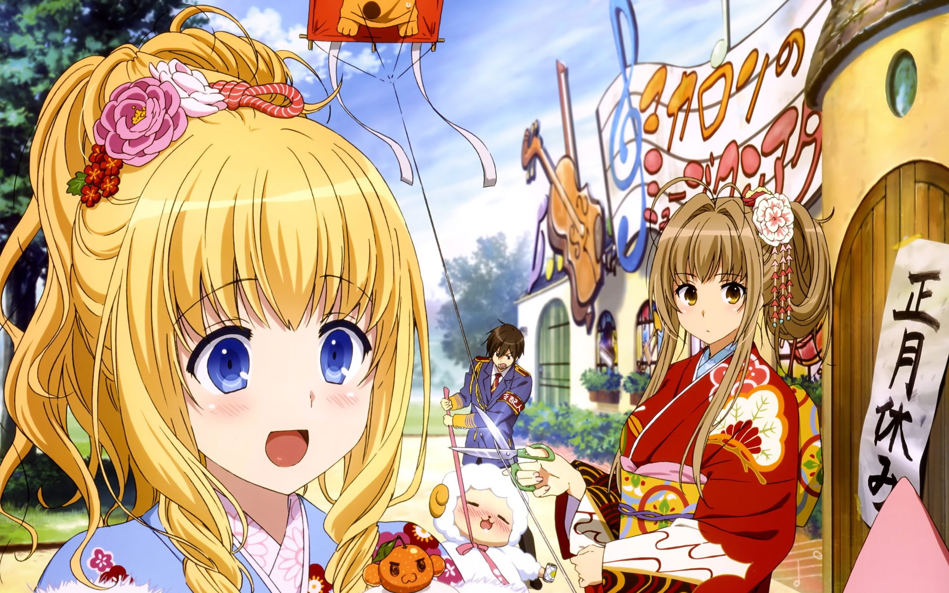 Isuzu Sento, Macaron (Amagi Brilliant Park), Anime, 1080P, Seiya Kanie, Latifa Fleuranza, Amagi Brilliant Park, HD Wallpaper
